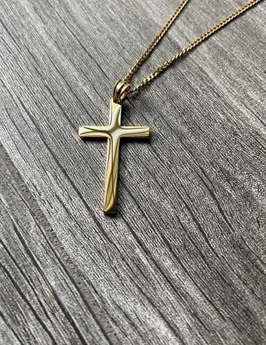 Dubai 24K Gold Cross Necklace for Men and Women, Thin Miami Cuban Link Pendant