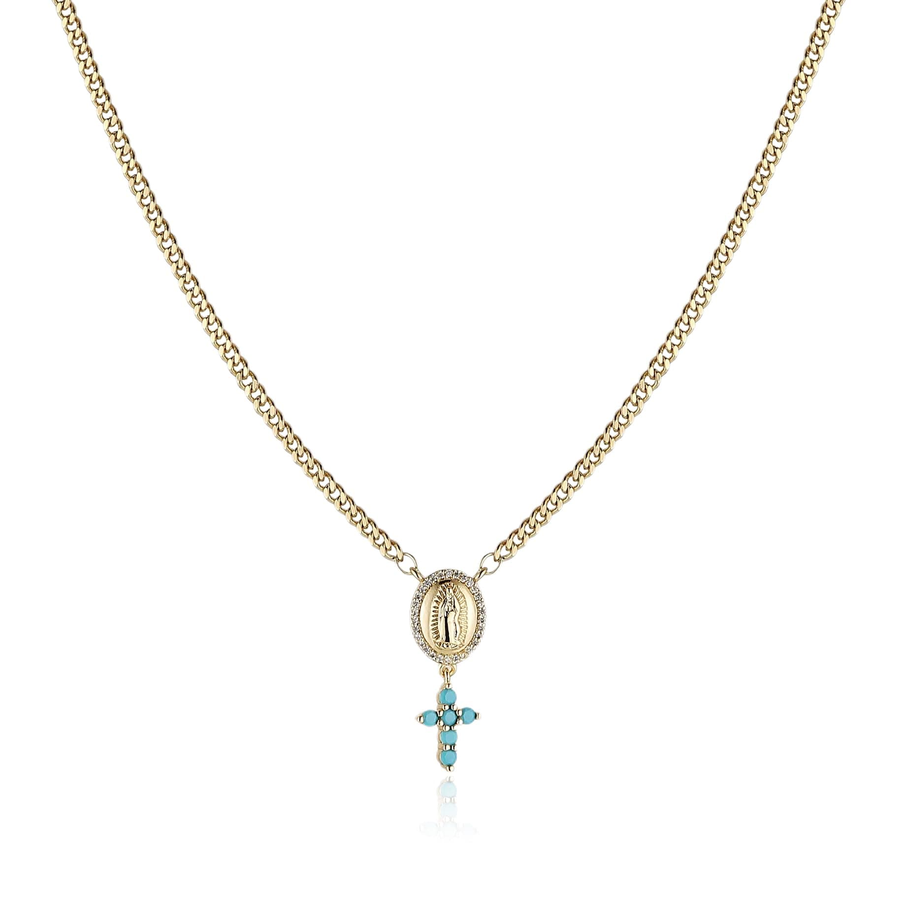 HZMAN Women's Dainty 14K Gold Plated Cross Pendant Choker Necklace Adjustible Gift