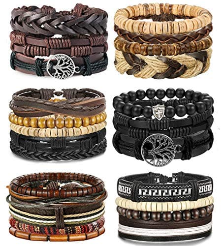 24-Piece Woven Leather Bracelet Set for Men and Women