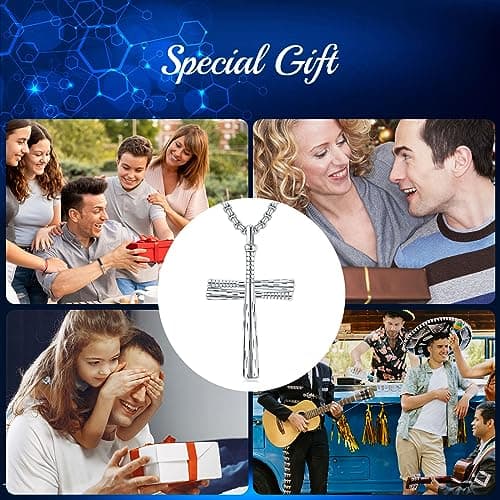 Sterling Silver Baseball Cross Pendant for Men & Boys Jewelry Gift