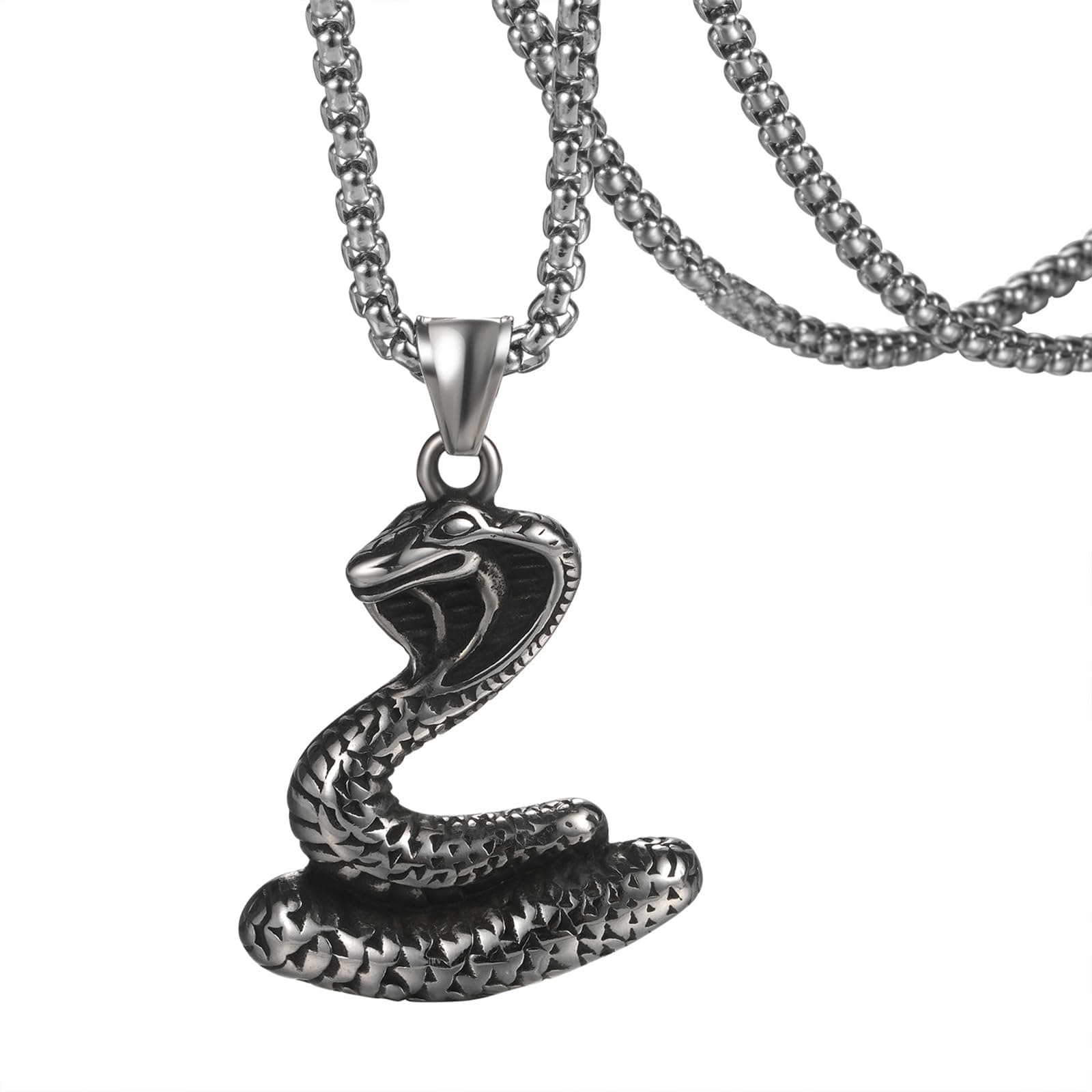 OIDEA Retro Gothic Snake Pendant Necklace: Silver Punk Jewelry for Men and Women