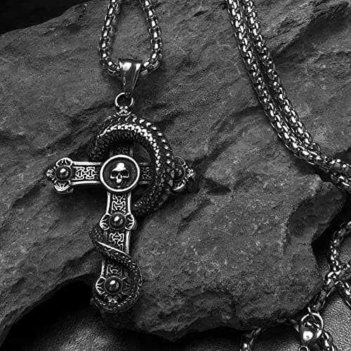 Bahamut Men's Silver Skull Dragon Pendant Jewelry