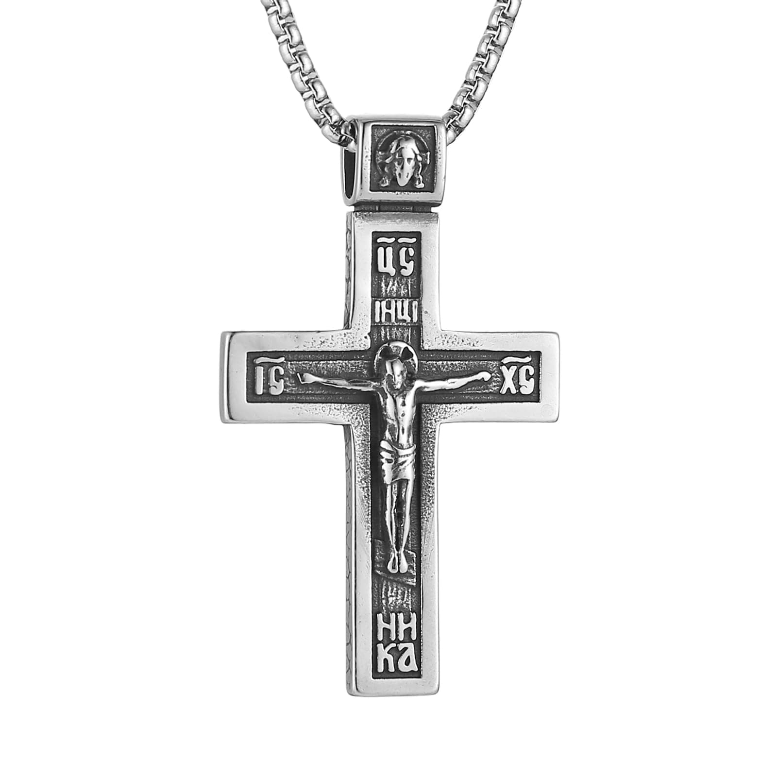 HZMAN Eastern Orthodox Cross Necklace - Retro Jesus Crucifix Jewelry Gift
