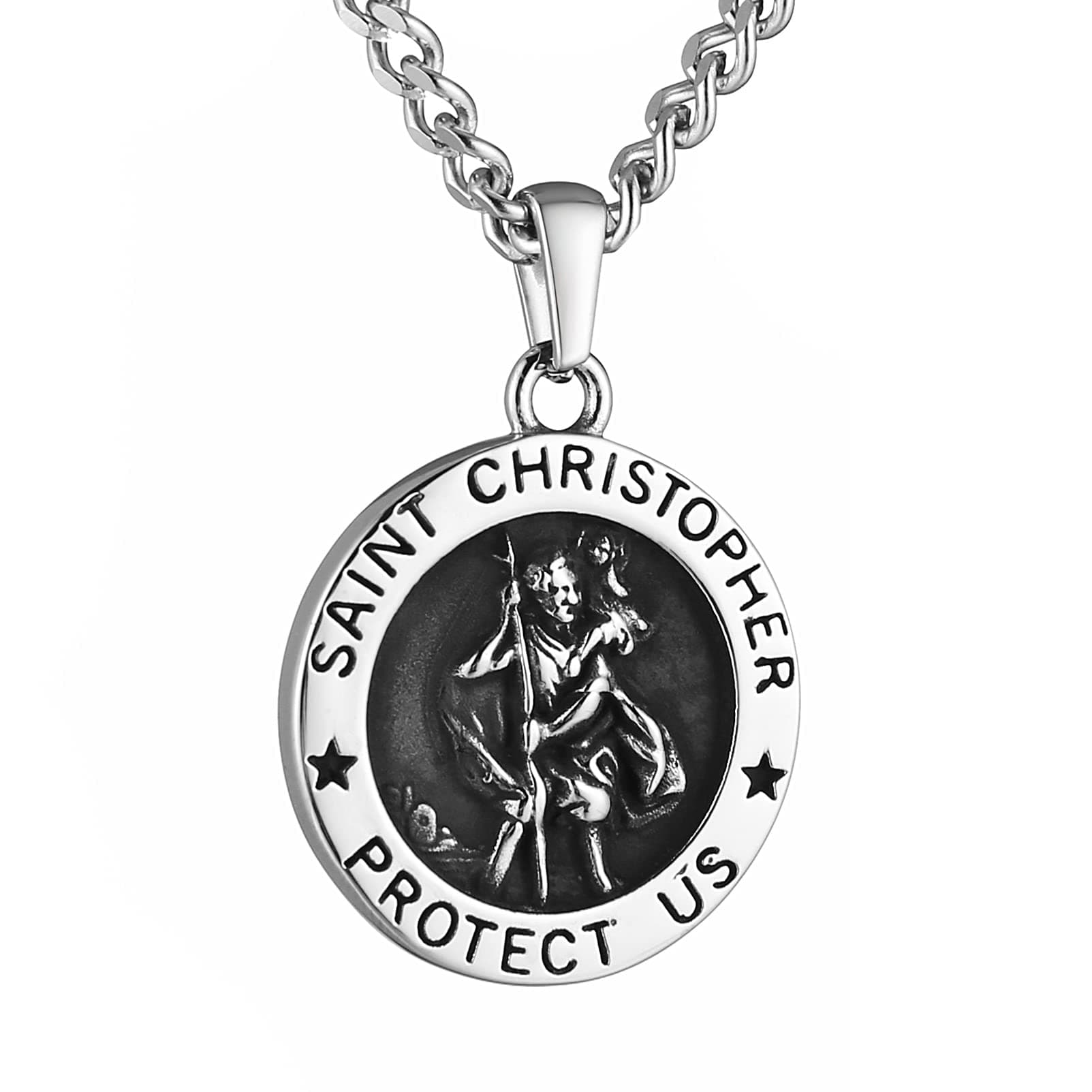 HZMAN Stainless Steel Christian Religious Pendant Necklace Gift