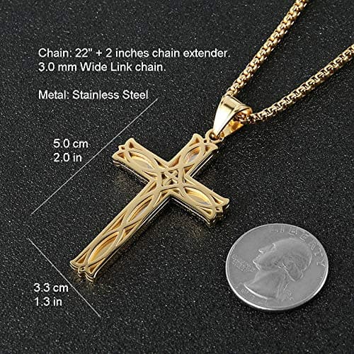 Stainless Steel Infinity Celtic Cross Irish Knot Pendant Necklace