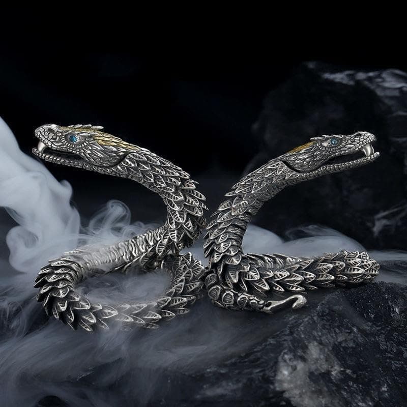 Vintage Zhubobo Men's Punk Dragon Snake Bracelet Hiphop Fashion Jewelry