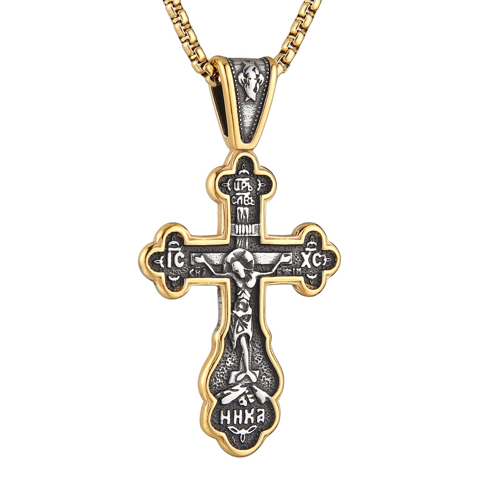 HZMAN Byzantine Cross Necklace for Men and Women