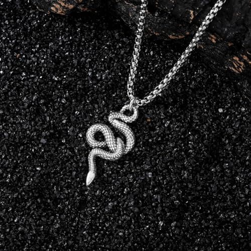 925 Sterling Silver Lattd Snake Pendant Gothic Jewelry for Men and Women