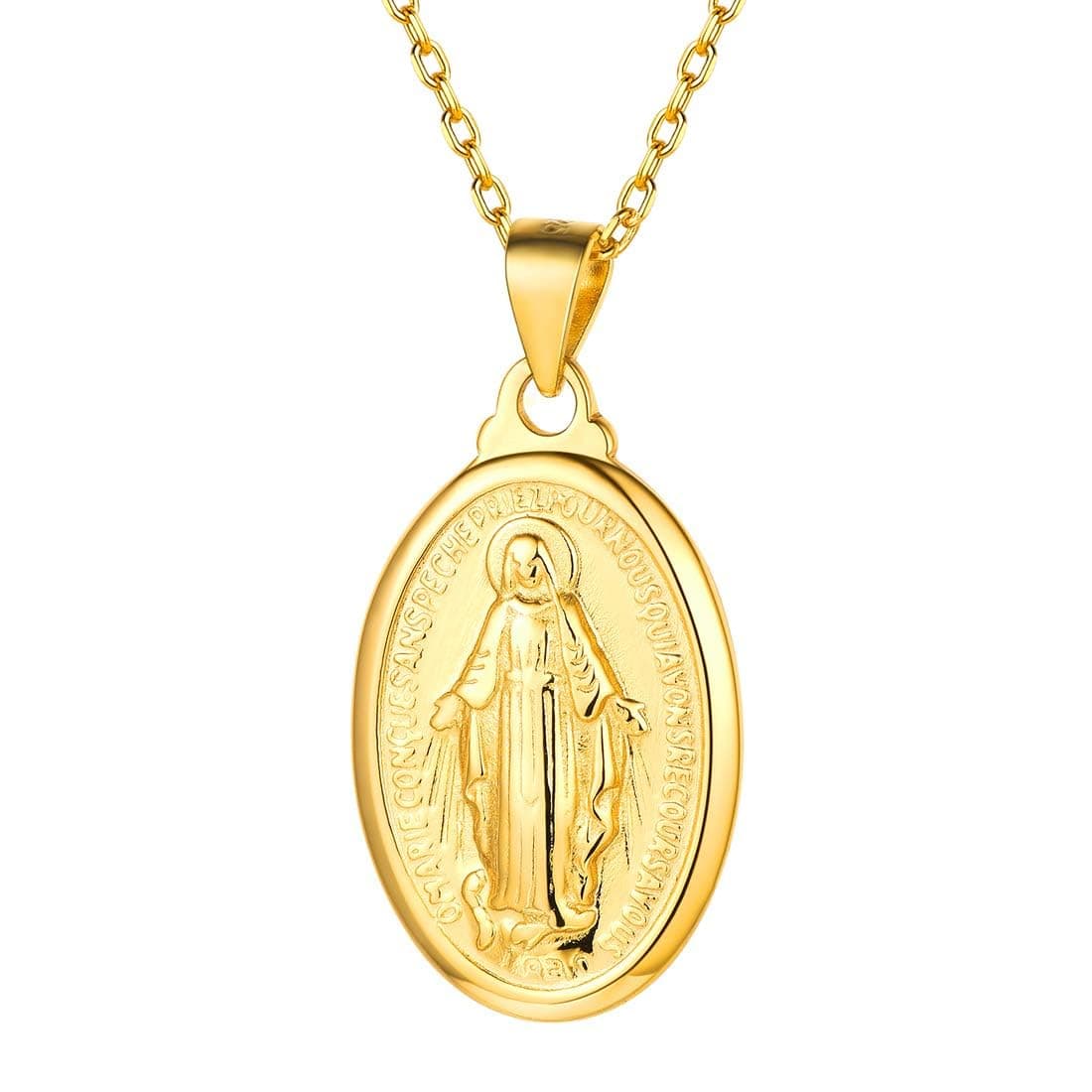 Nofade Silver Virgin Mary Pendant Necklace 925 Sterling Religious Jewelry for Women Men