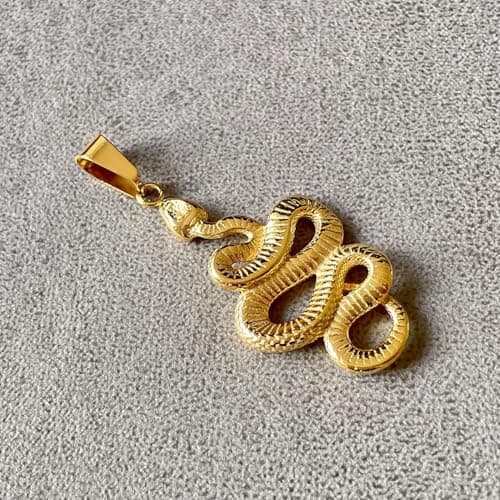 VJOSA Gold Plated Stainless Steel Animal Snake Pendant Necklace