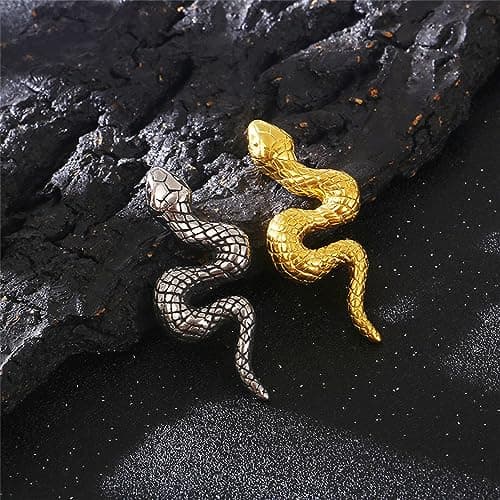 PAURO Men's Vintage Gothic Stainless Steel Snake Pendant Necklace