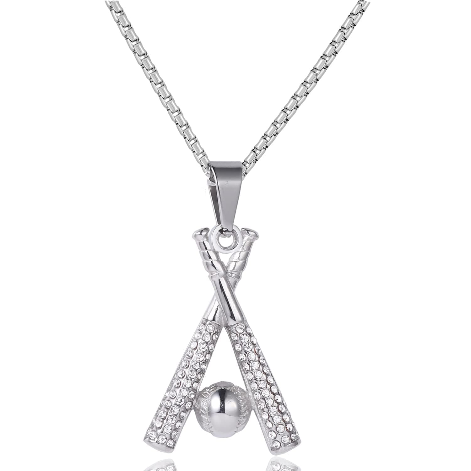Stainless Steel Baseball Pendant Necklace for Lovers and Fans