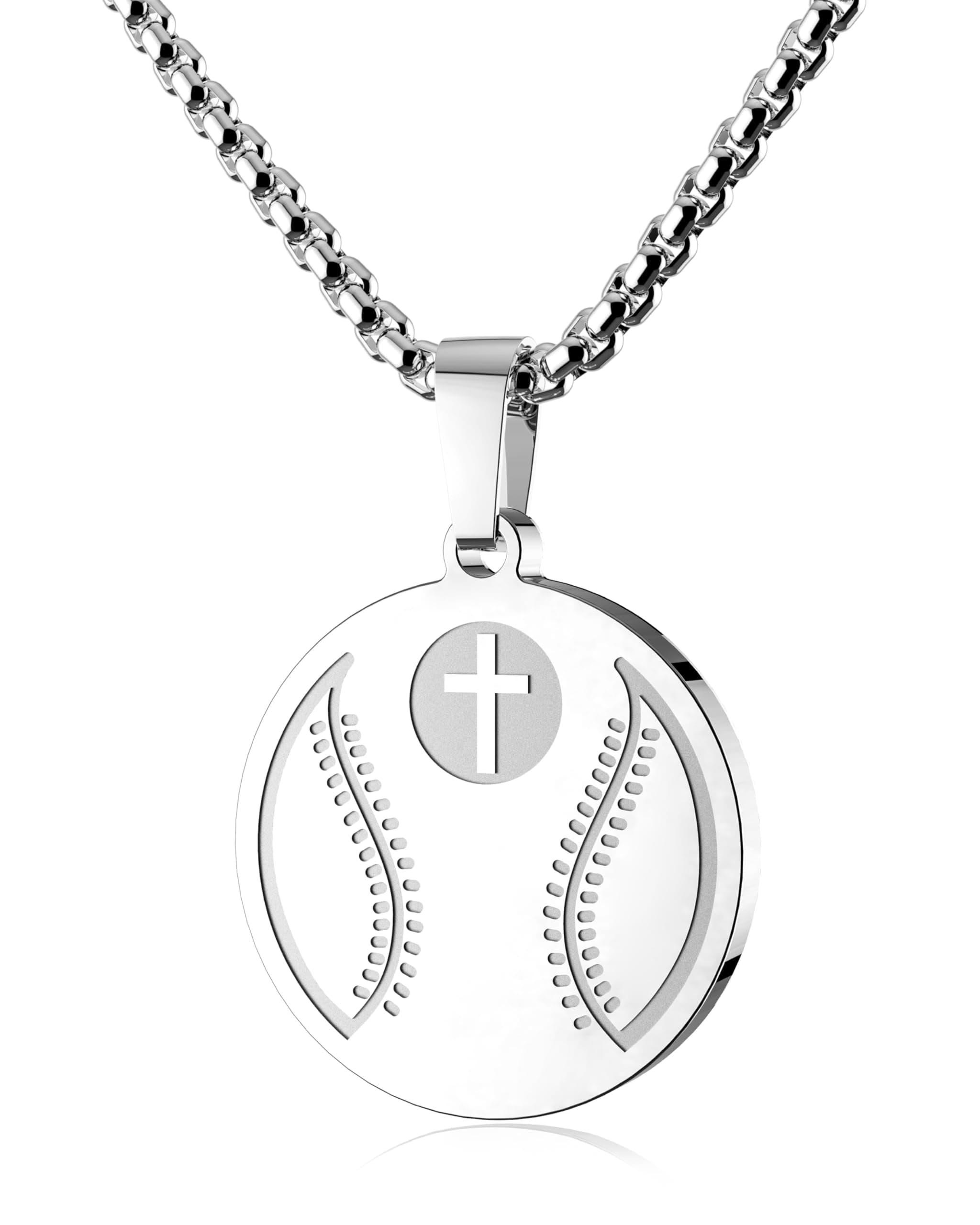 Stainless Steel Sports Pendant Necklace with Bible Verse - Luke 1:37