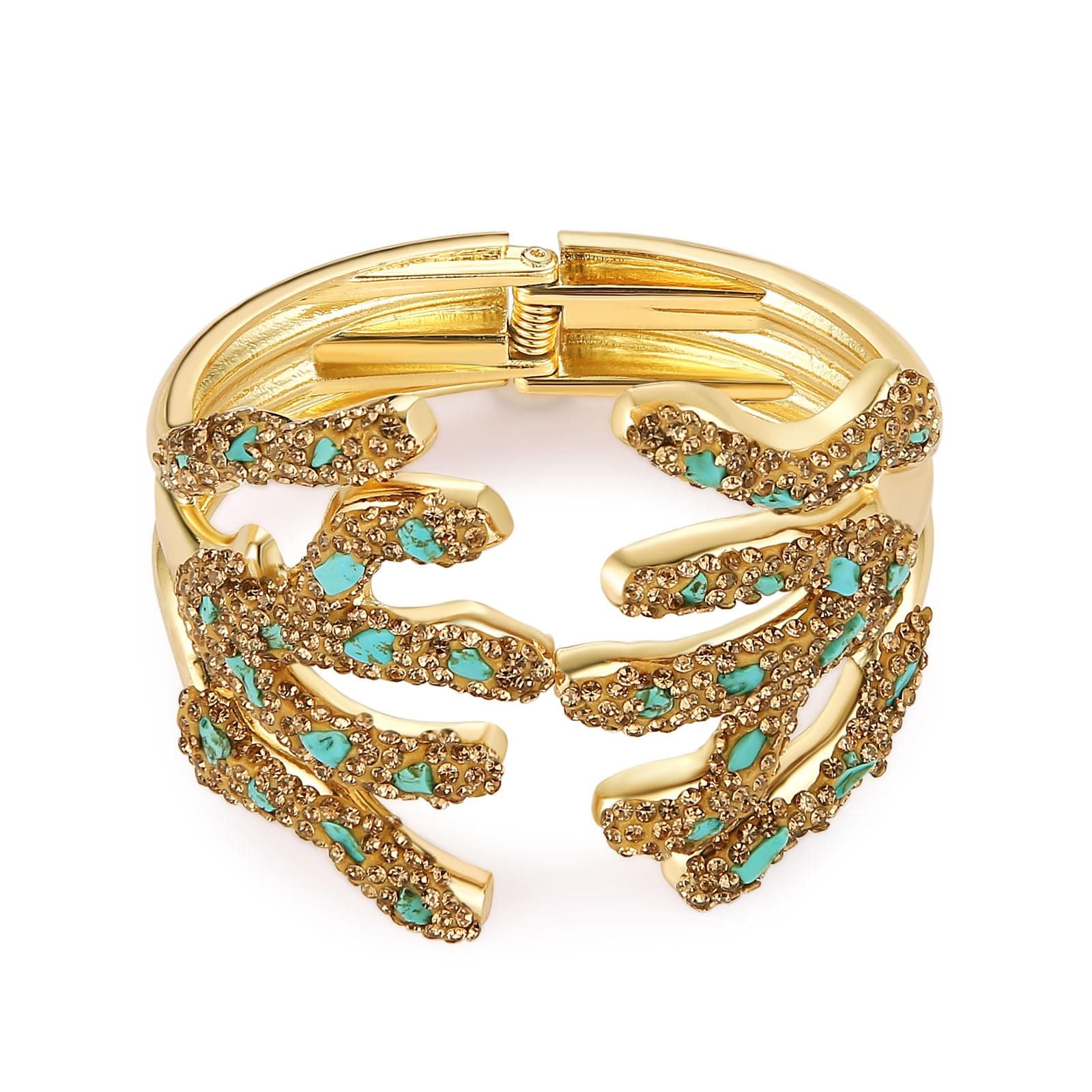 HZMAN Coral Reef Gold Plated Chunky Cuff Bracelet for Women