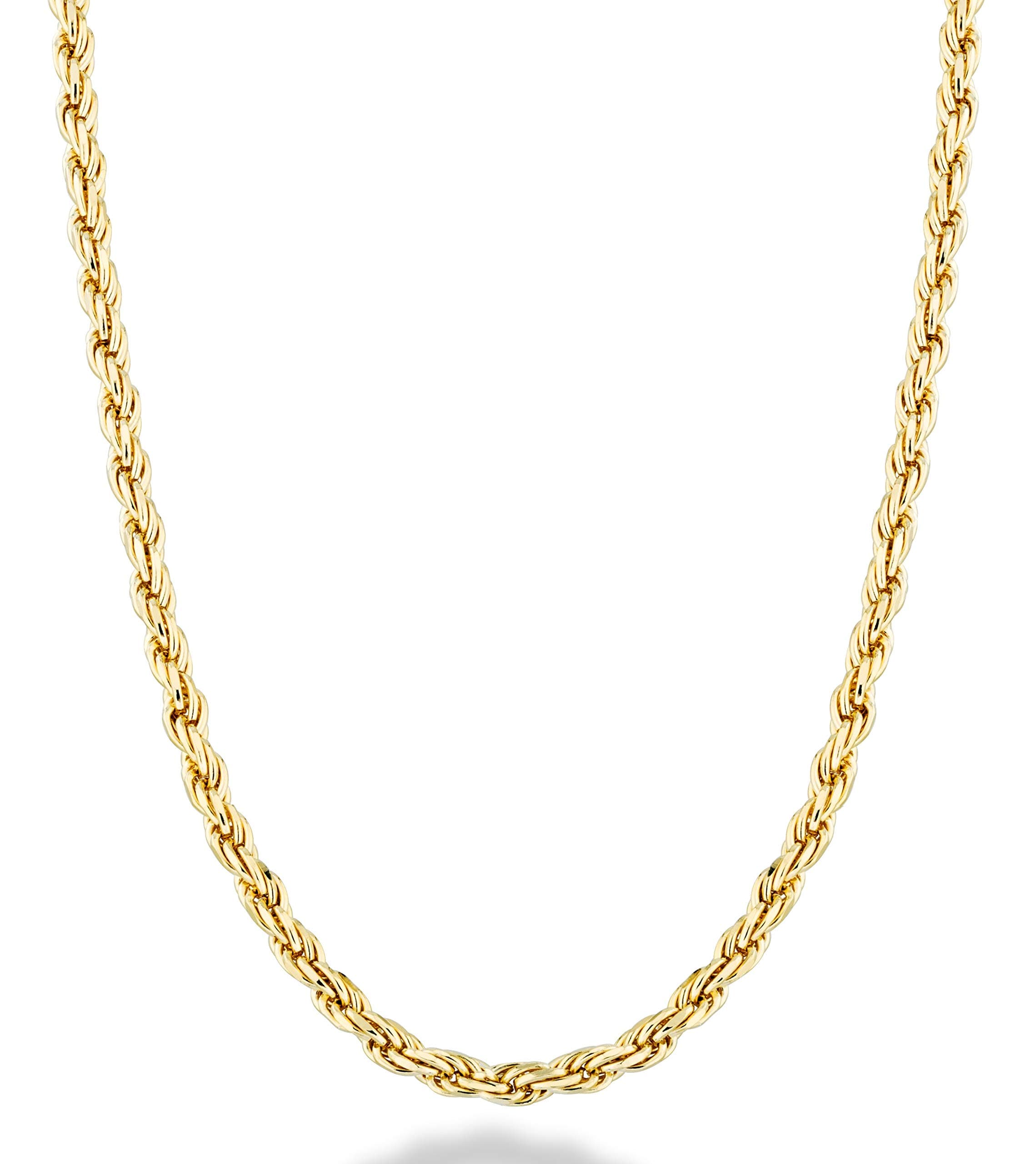 Miabella Italian 18K Gold Over Sterling Silver Braided Rope Chain Necklace