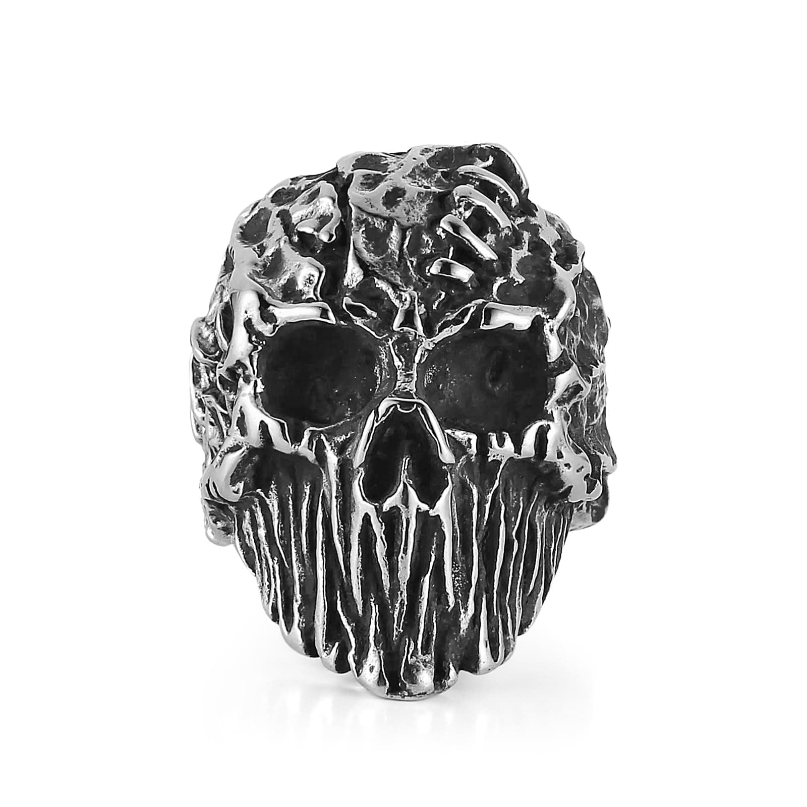 HZMAN Men's Stainless Steel Retro Skull Head Ring for Halloween Party Jewelry Gift