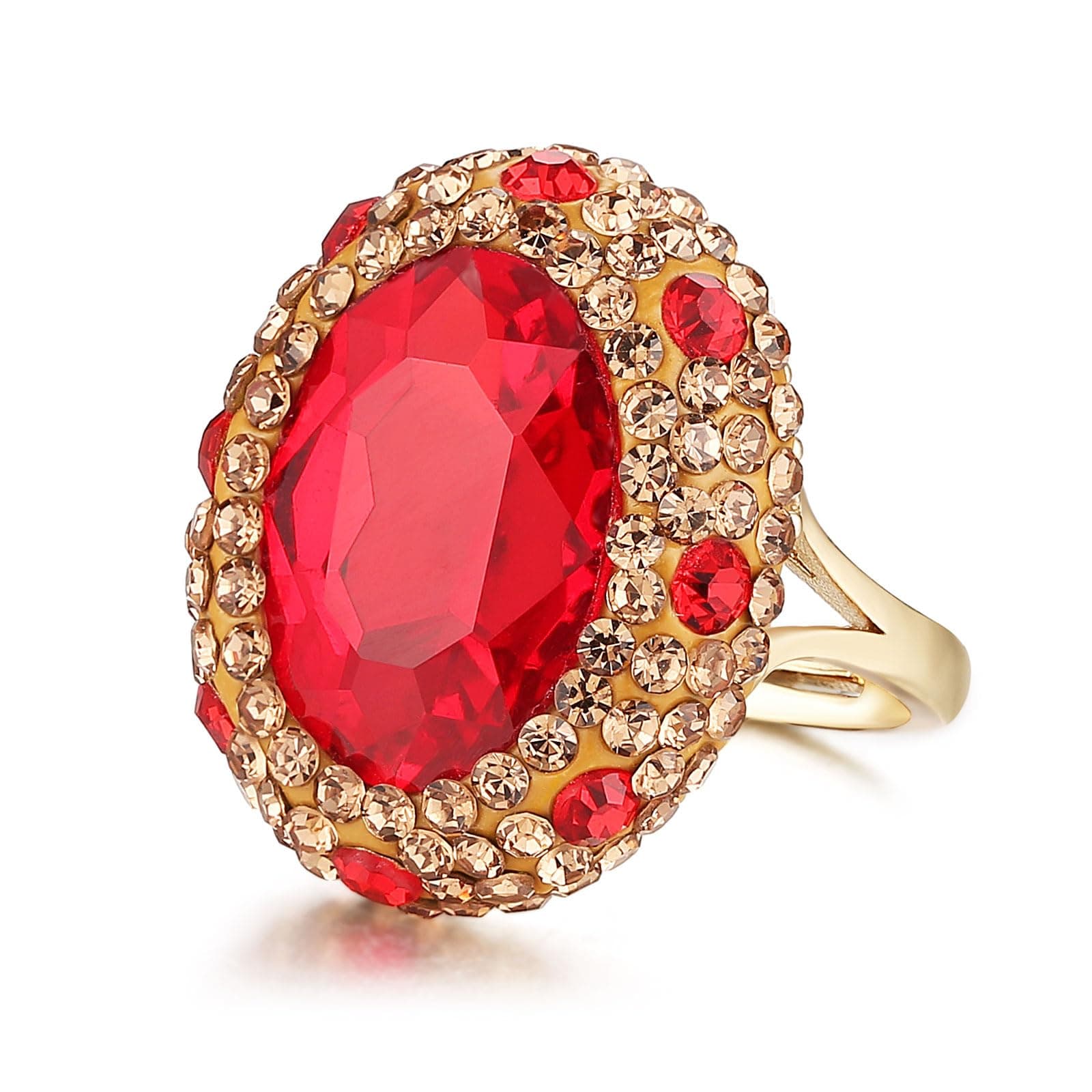 HZMAN Retro Antique Rhinestone Ring for Women Gold Plated Cubic Zirconia Jewelry Gift