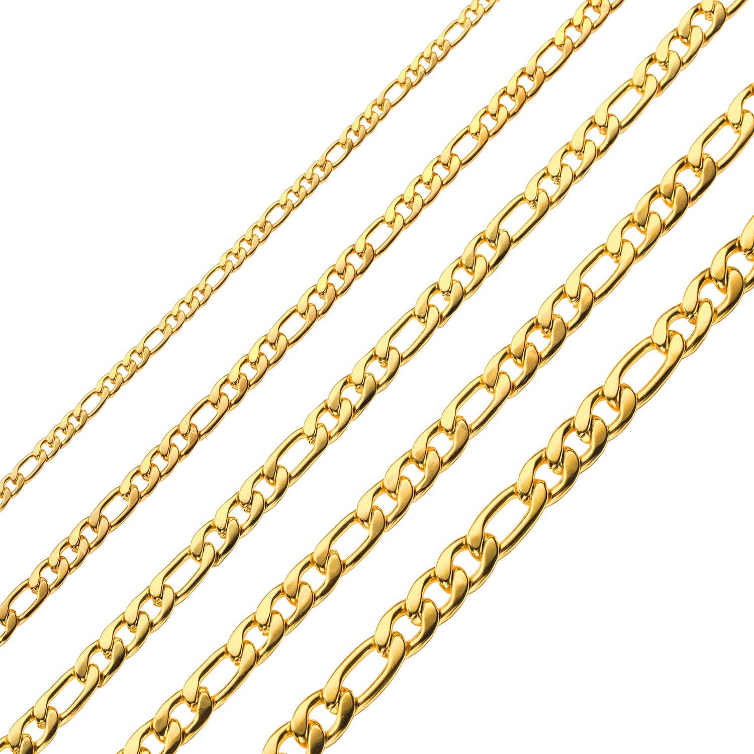 Monily Figaro Chain Necklace for Men & Women Real Gold Plated Stainless Steel Jewelry Gift