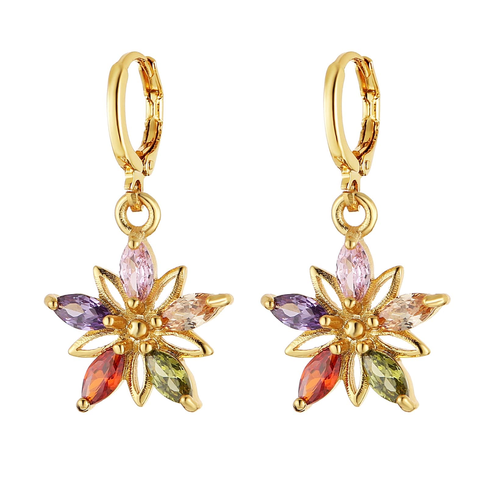 Crystal Flower Earrings for Women Girls