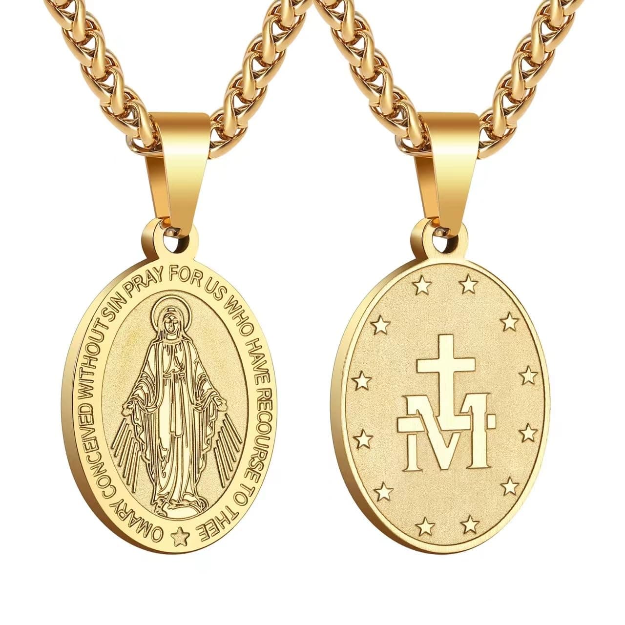 Stainless Steel Catholic Patron Saints Necklace 24 Inches