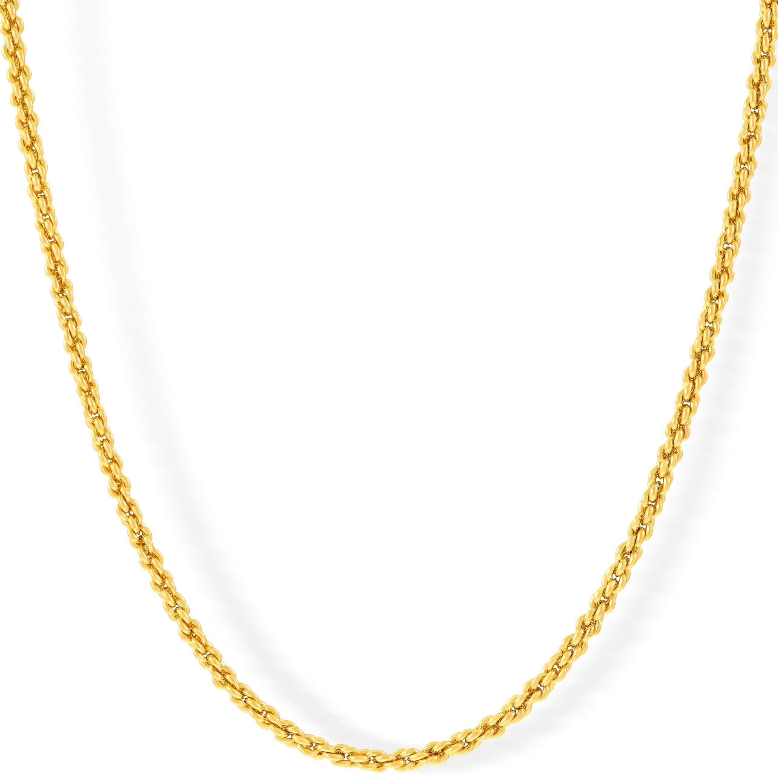 14 to 30 Inch 24k Gold Plated Diamond Cut Rope Chain for Men & Women
