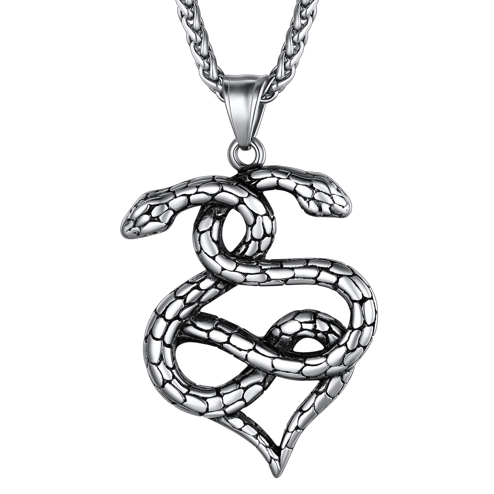 Stainless Steel Snake Pendant Necklace for Men and Women - Punk Fashion jewelry