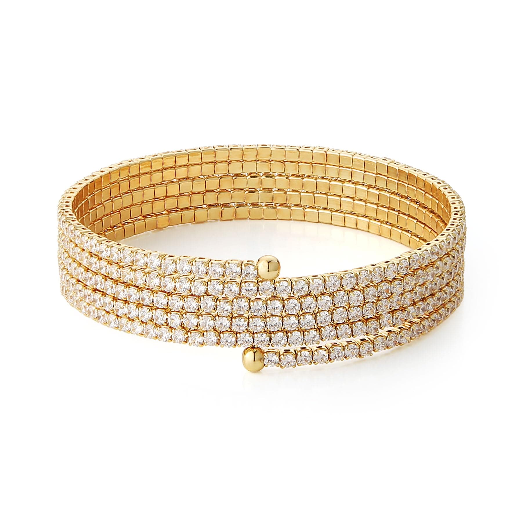 HZMAN Crystal Rhinestone Dainty Multi-Layer Cuff Bracelet for Women Prom Party Wedding