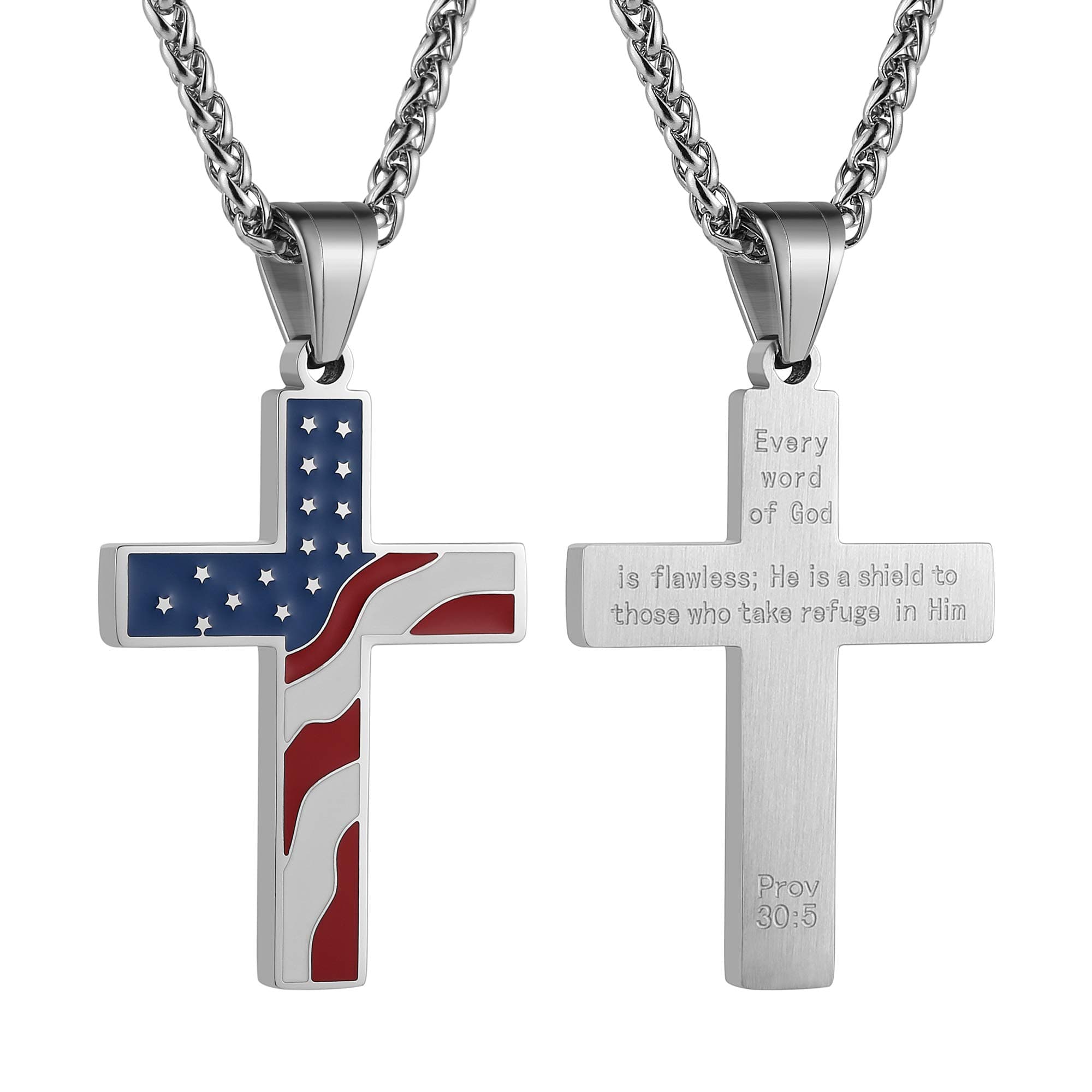 American Flag Cross Pendant Necklace