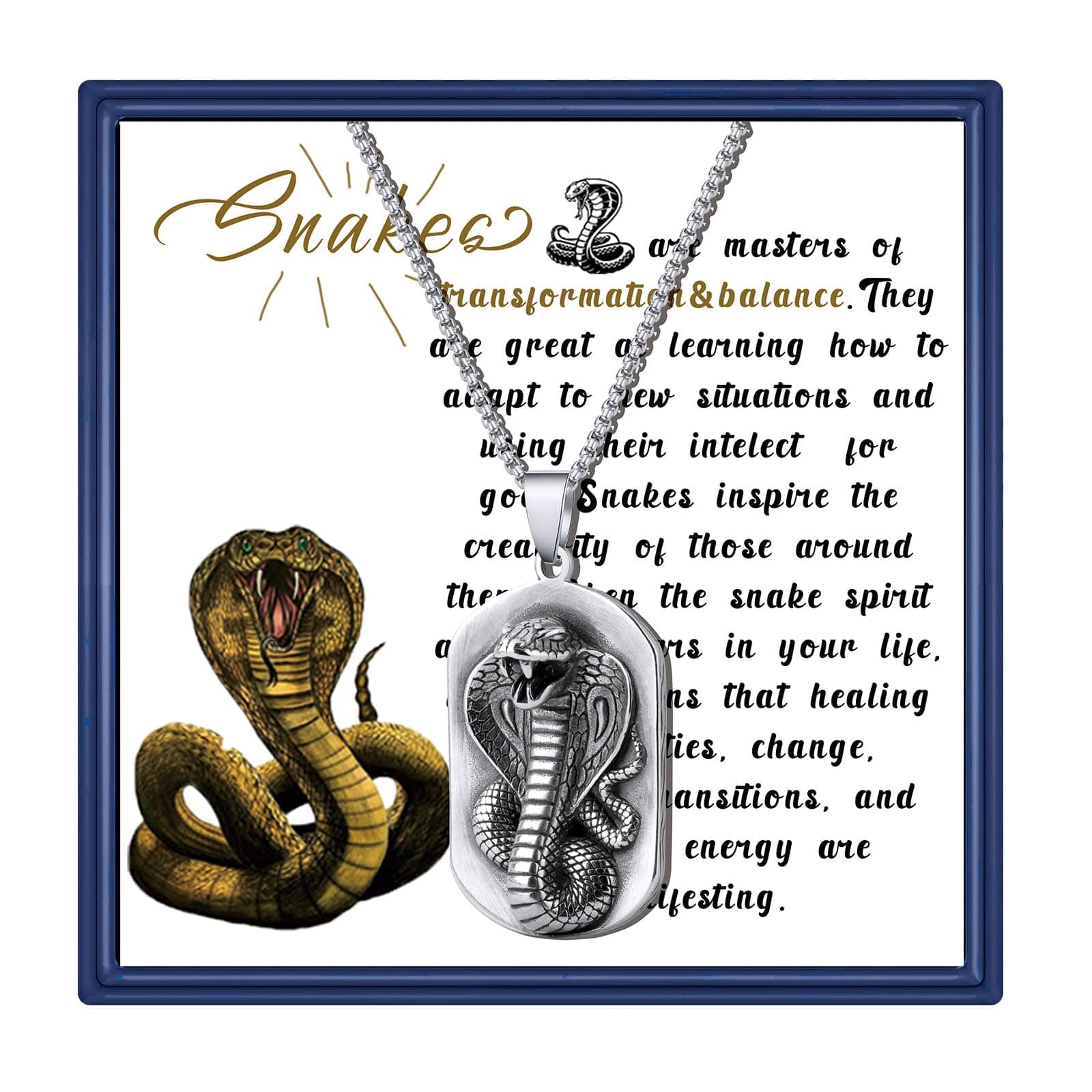 MollyQueen Stainless Steel Snake Necklace for Men and Women - Punk Jewelry