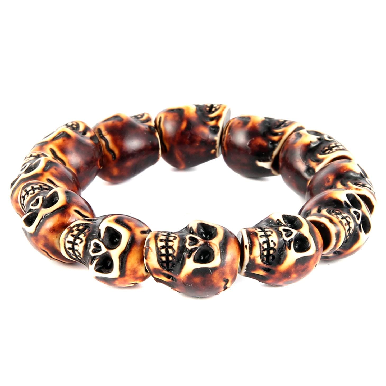 Gothic Skull Bracelet for Unisex - Dark Brown, 8 Inch