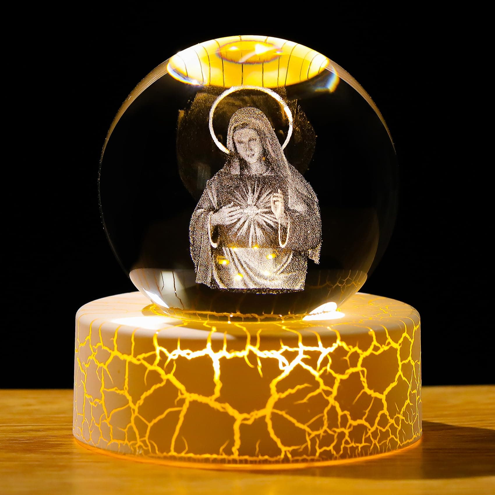 Arikyrist 3D Crystal Virgin Mary Statue, Blessed Mother for Home Decor