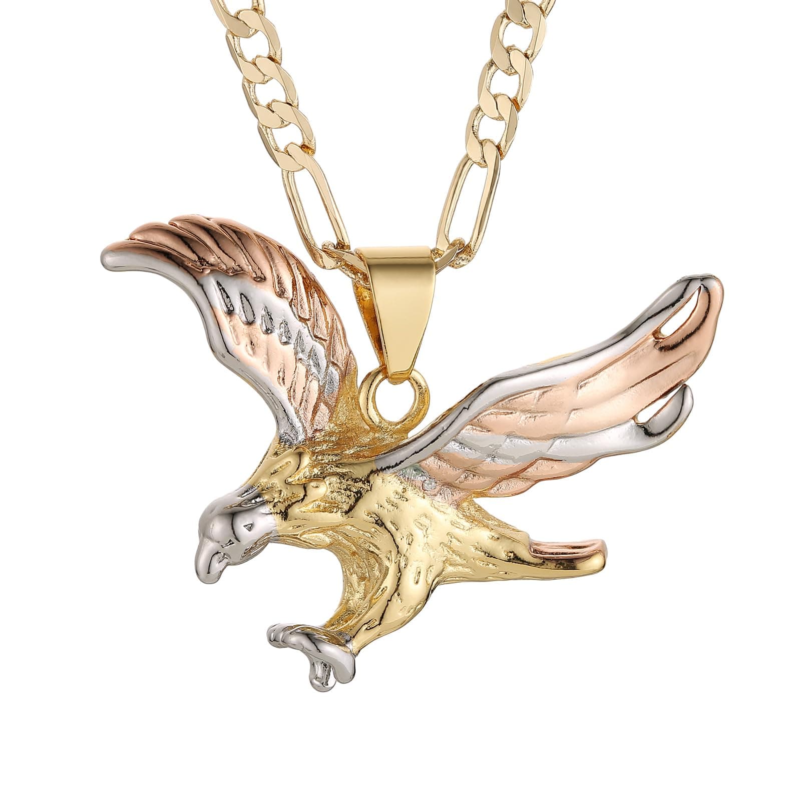 HZMAN 14K Gold Plated Colorful Eagle Pendant Necklace for Men