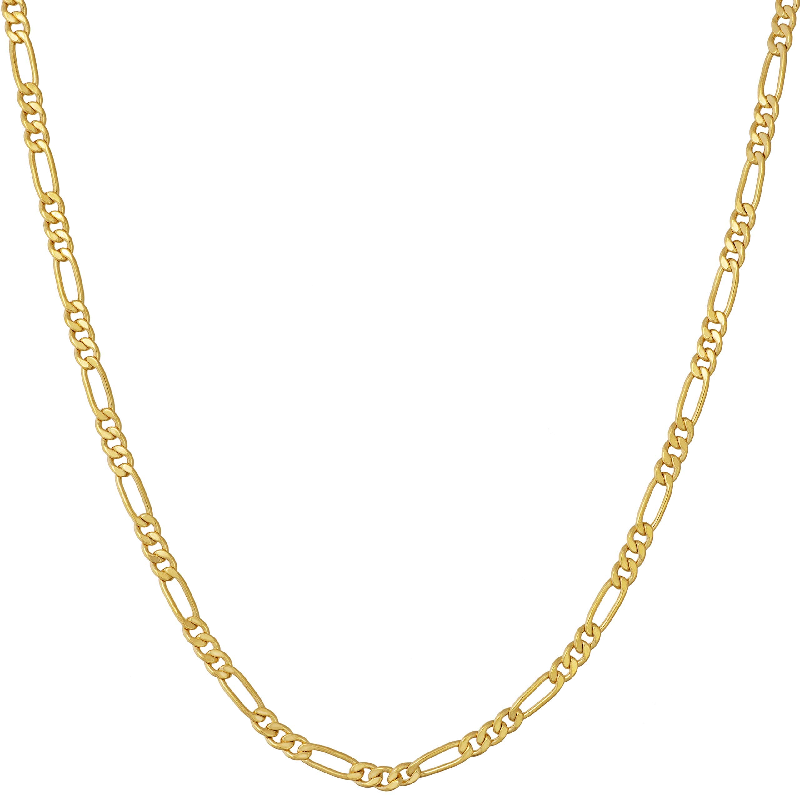 Real Gold Plated Figaro Chain Necklace - Women and Men