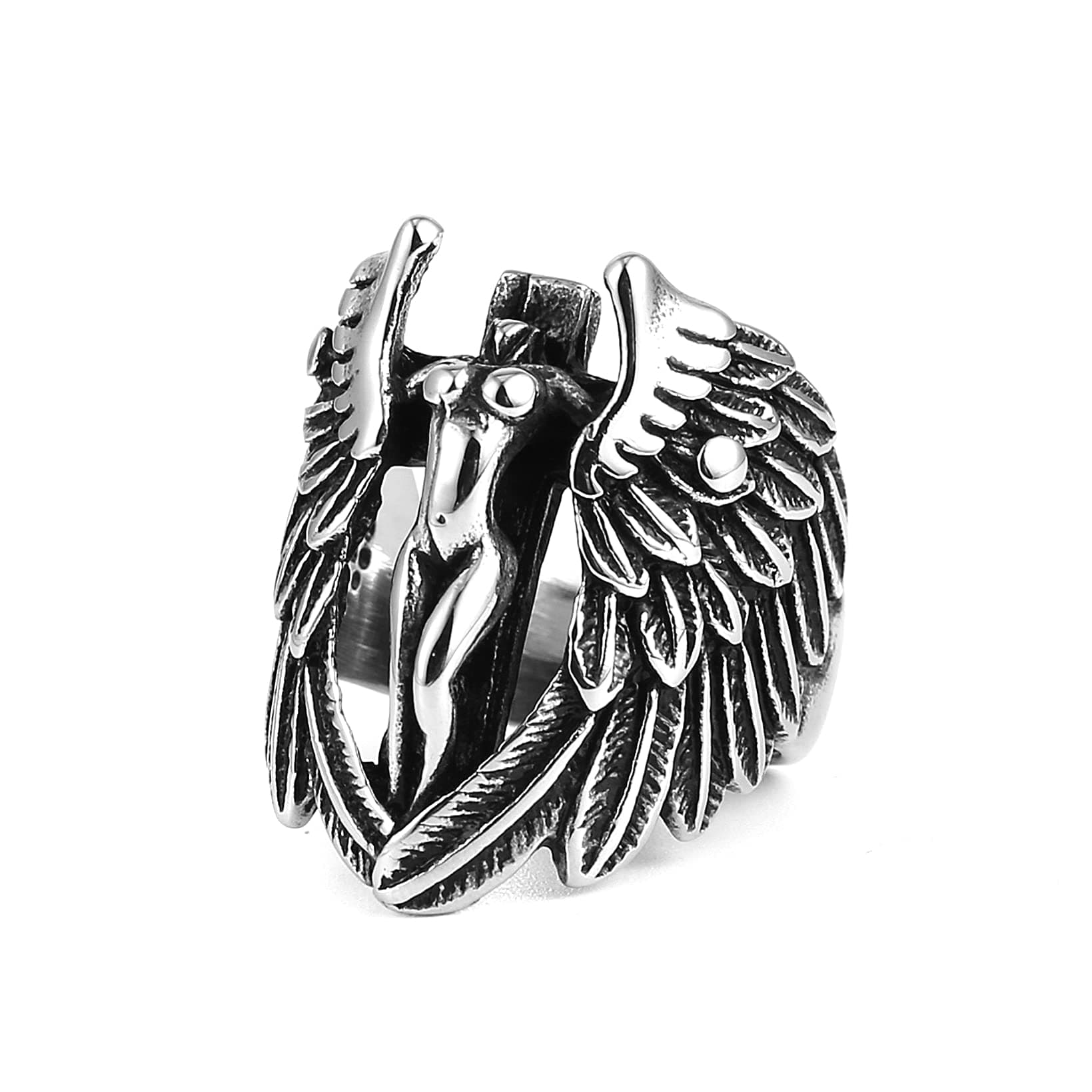 Vintage Angel Wing Stainless Steel Ring