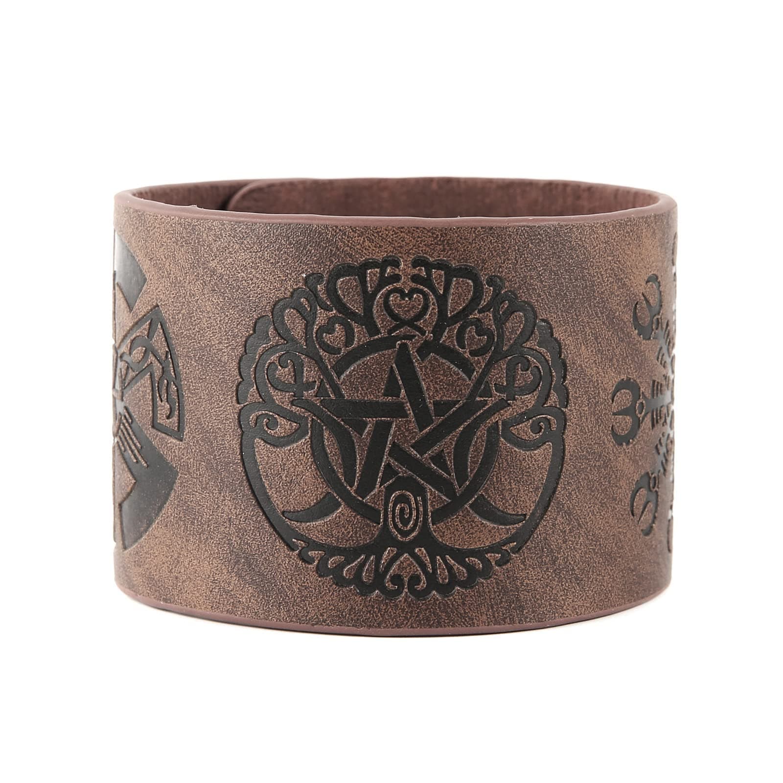 HZMAN Viking Yggdrasil World Tree Leather Bracelet (7.5-8.5 Inches)