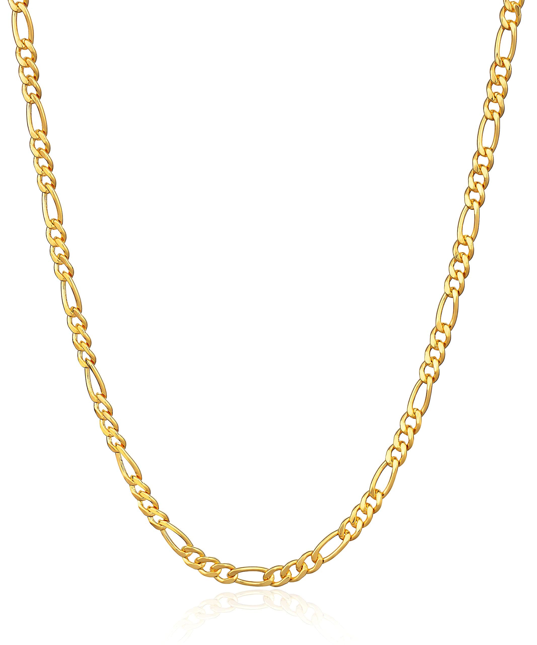 Gold Plated Figaro Chain Necklace for Women & Men