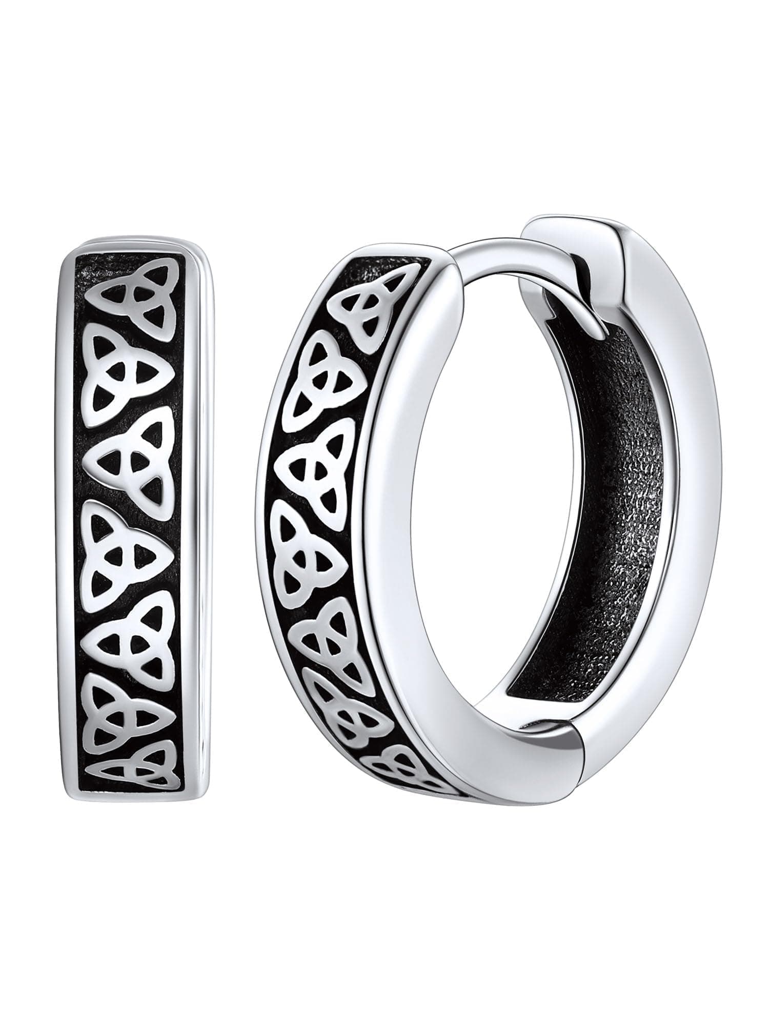 Chic Silver Hypoallergenic Celtic Hoop Earrings for Men Gift for Dad
