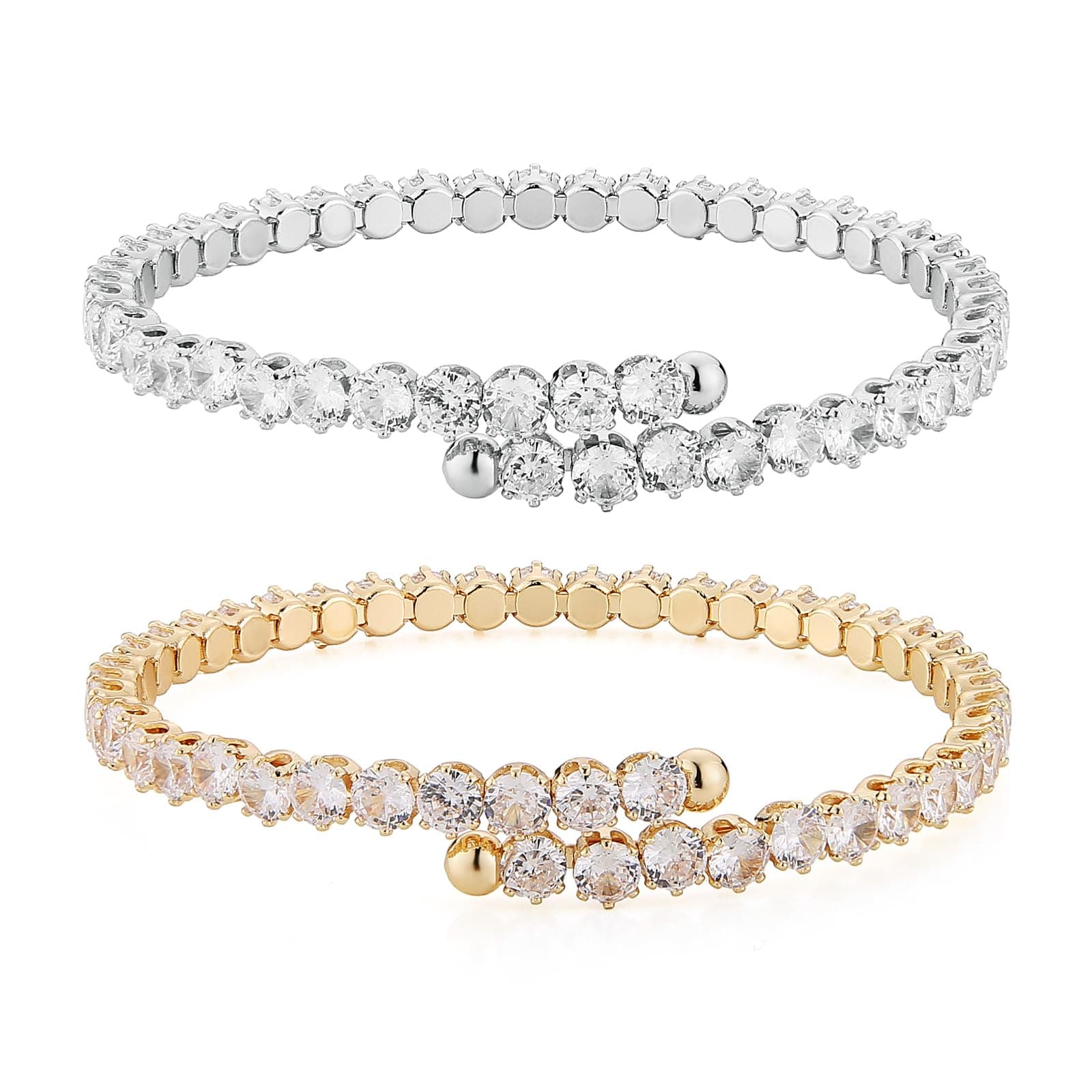 HZMAN 14K White Gold Plated Dainty 5mm Cubic Zirconia Tennis Bracelet for Women