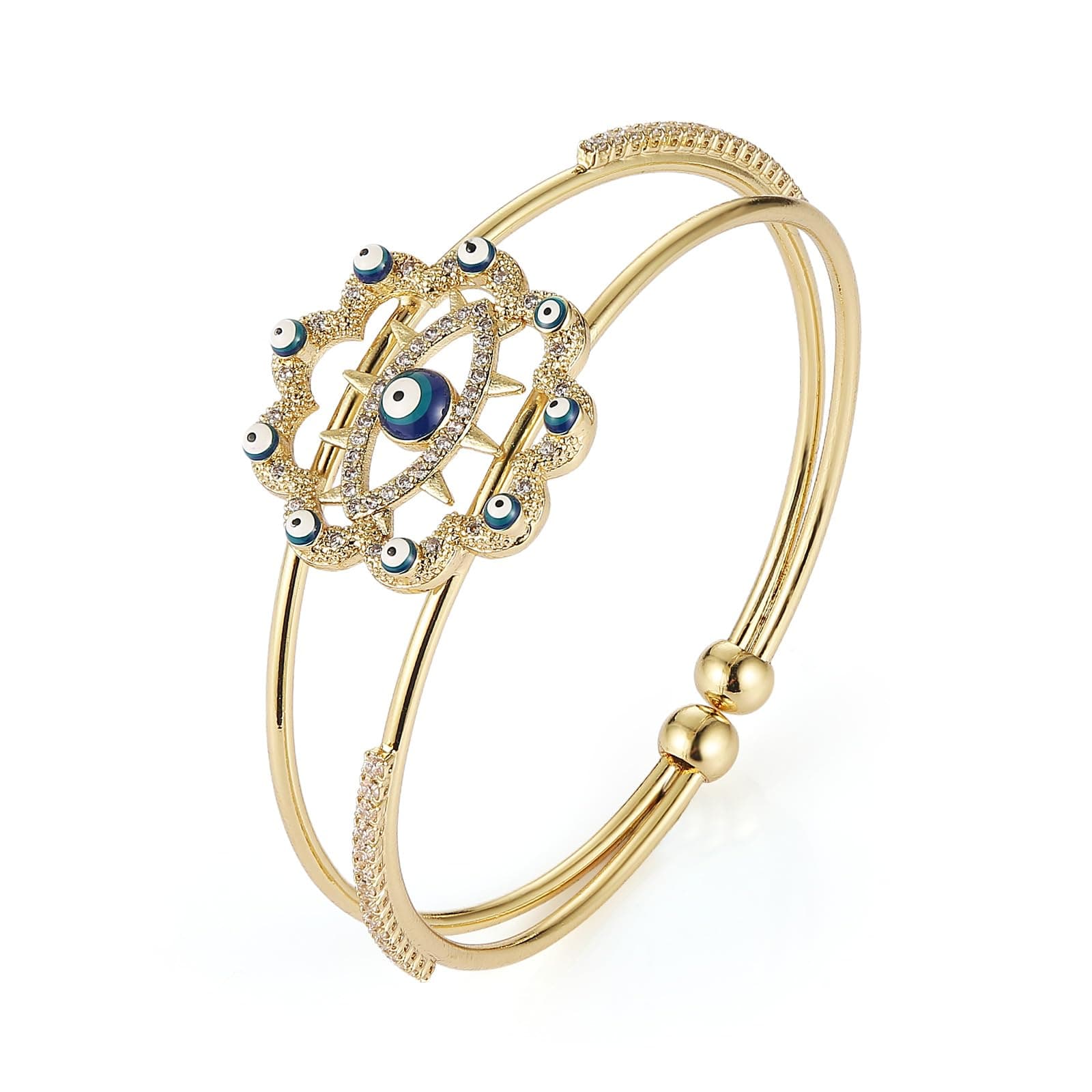 HZMAN Evil Eye Dainty 18K Gold Plated Women's Adjustable Bracelet Jewelry Gift