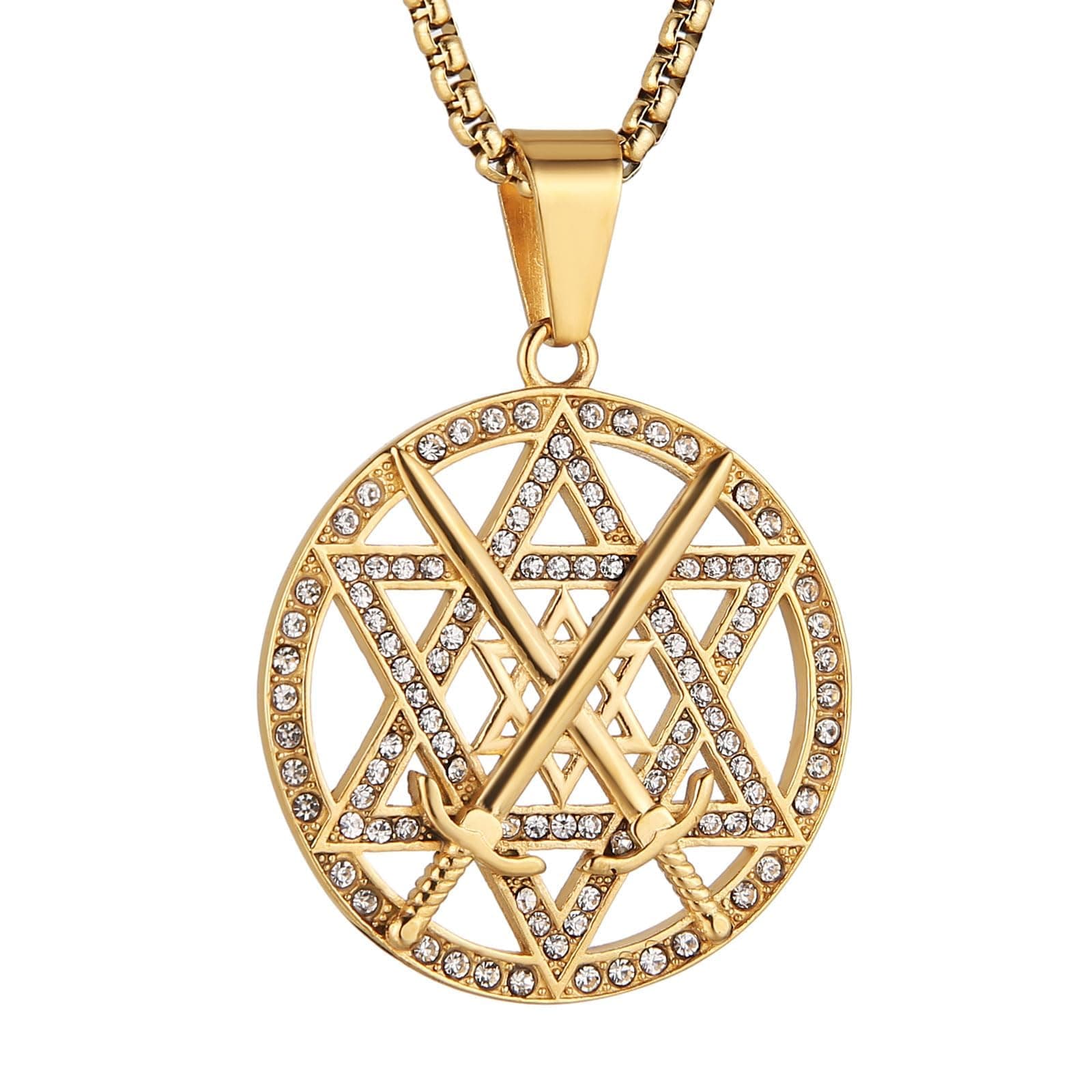 Men's Stainless Steel Seal of Solomon Hexagram Necklace