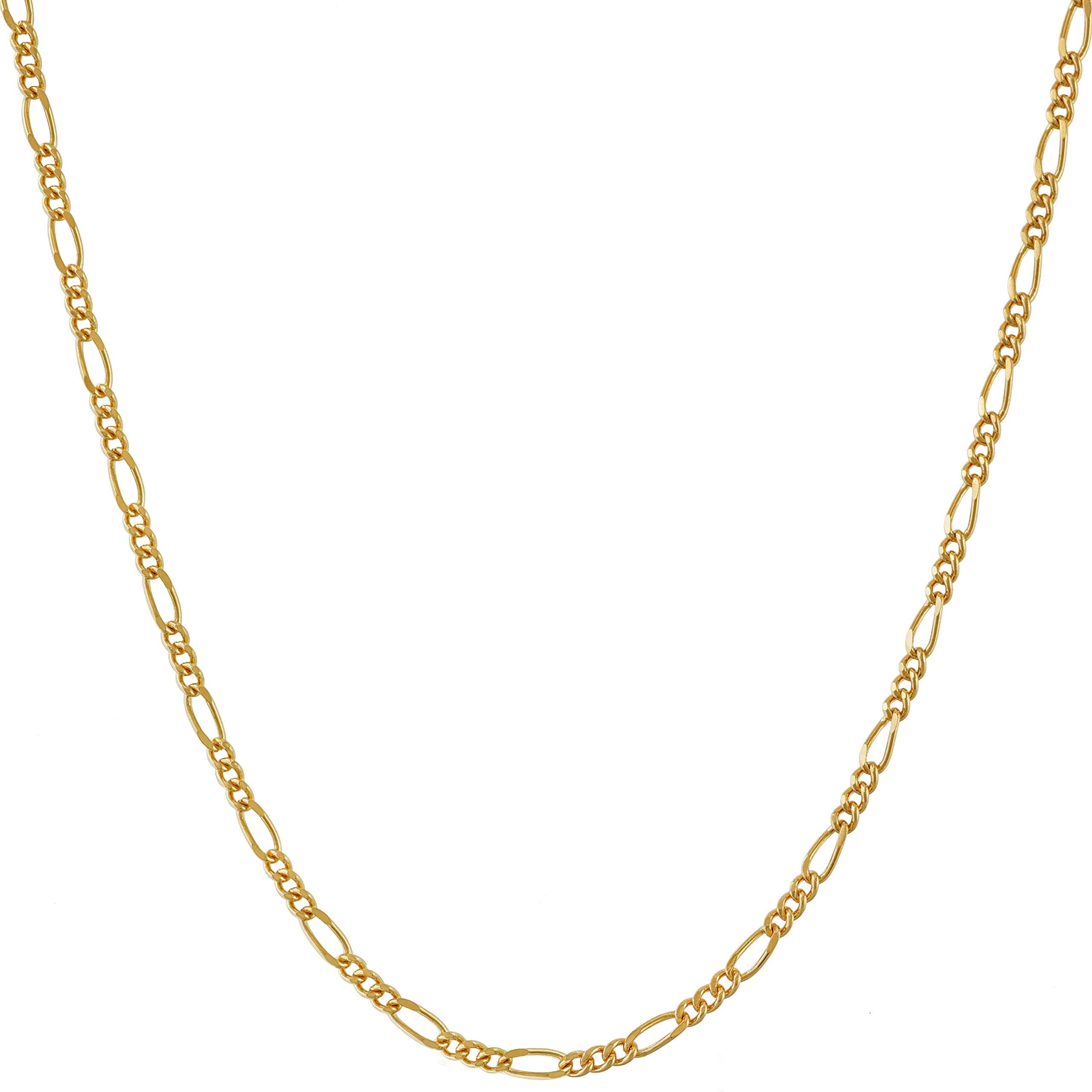 1.5mm Figaro Chain Necklace Women and Men - Real Gold Plated