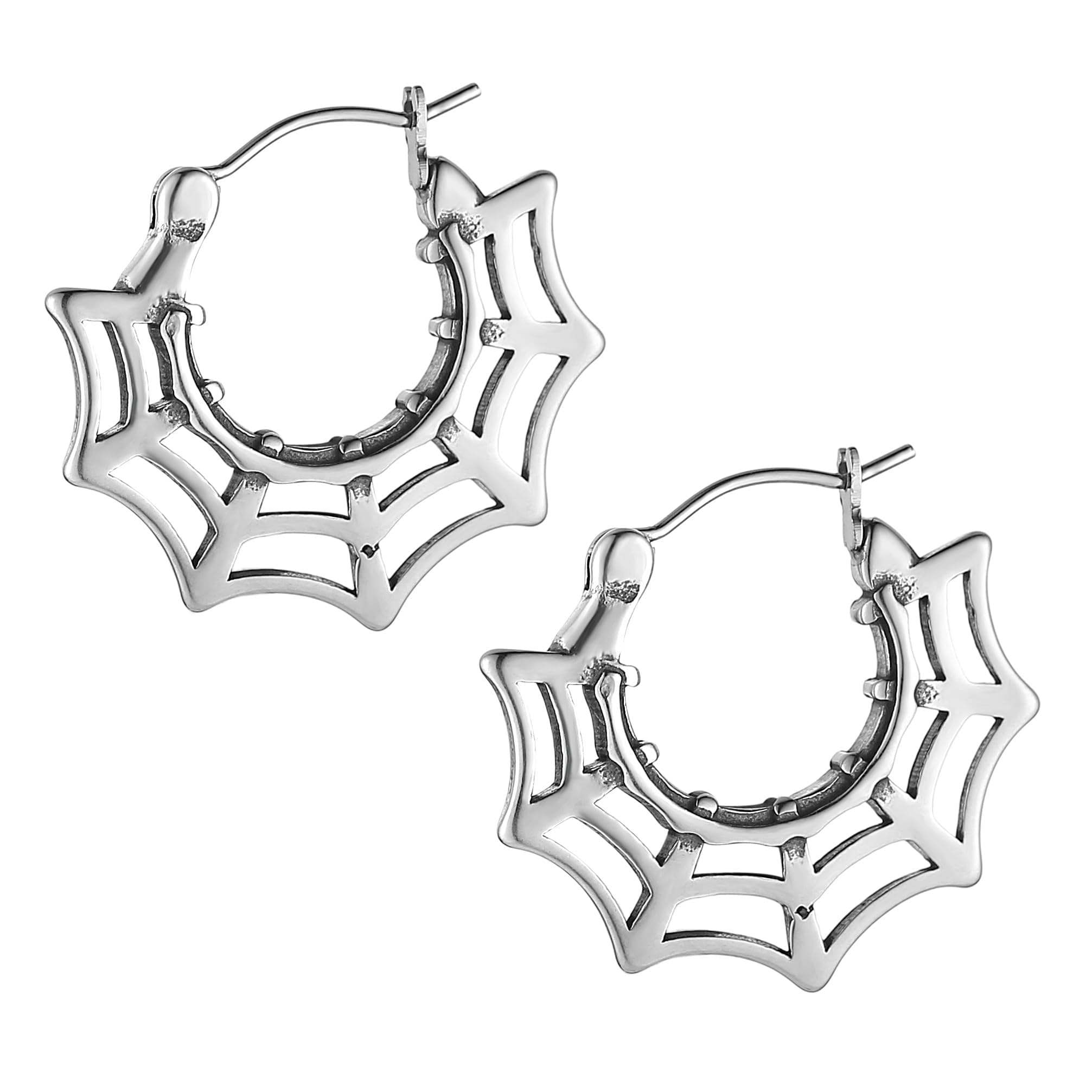 HZMAN Stainless Steel Spider Web Earrings for Women Halloween