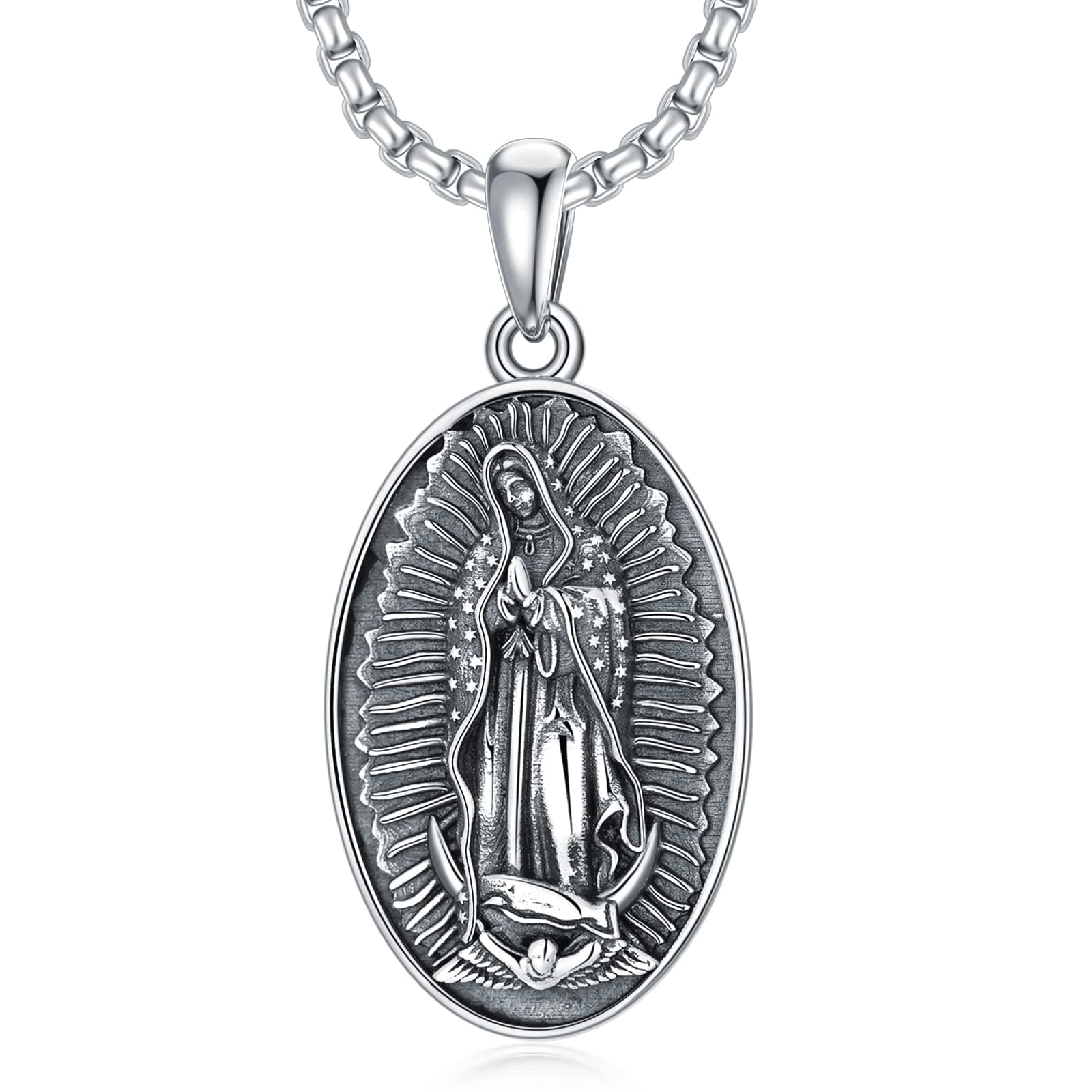 Seiyang Saint Necklace - 925 Sterling Silver Patron Amulet for Men and Women (with Gift Box)