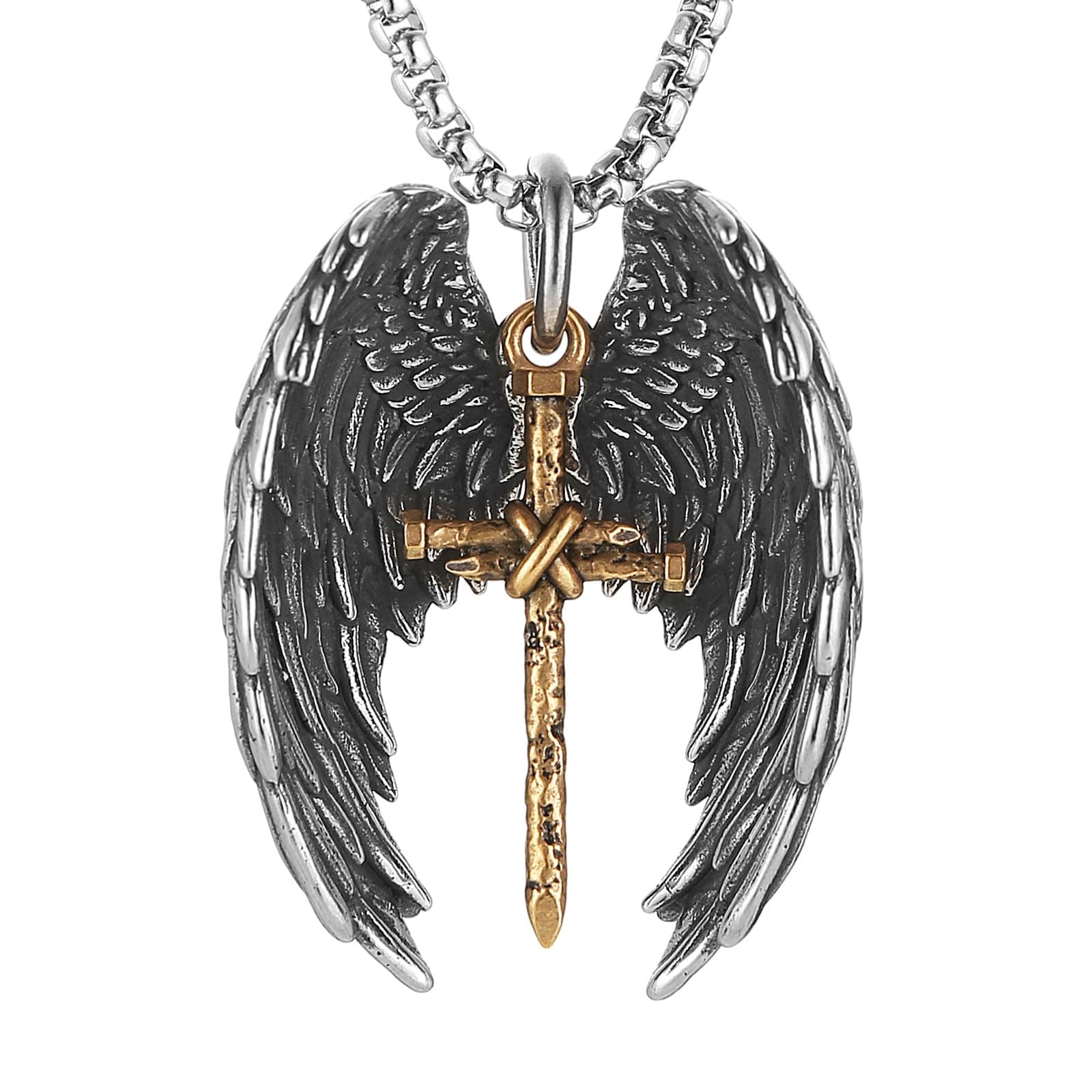 HZMAN Angel Wing Necklace - Stainless Steel Faith Pendant Jewelry
