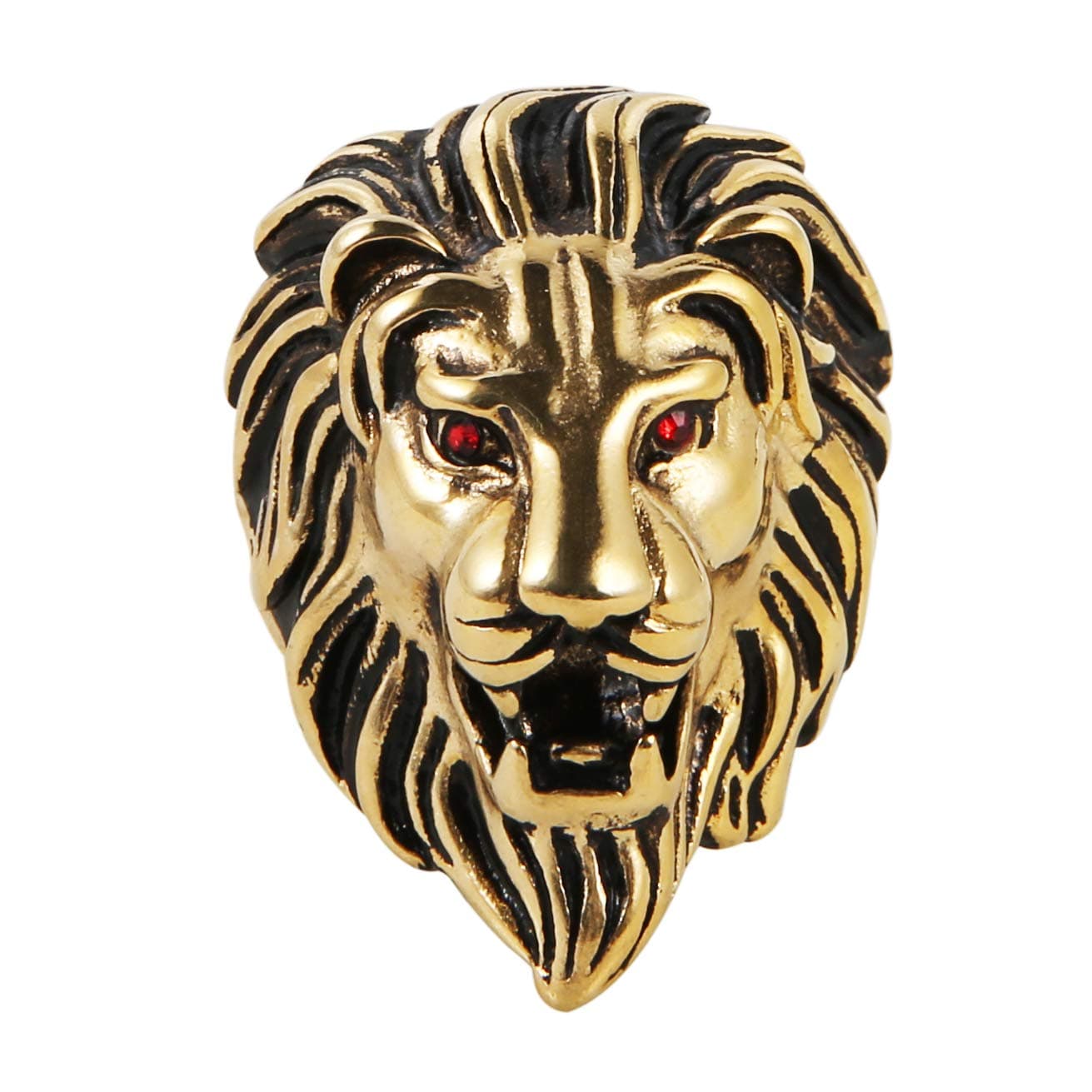 Vintage Stainless Steel Lion Rings – Men's Gothic Biker Ring