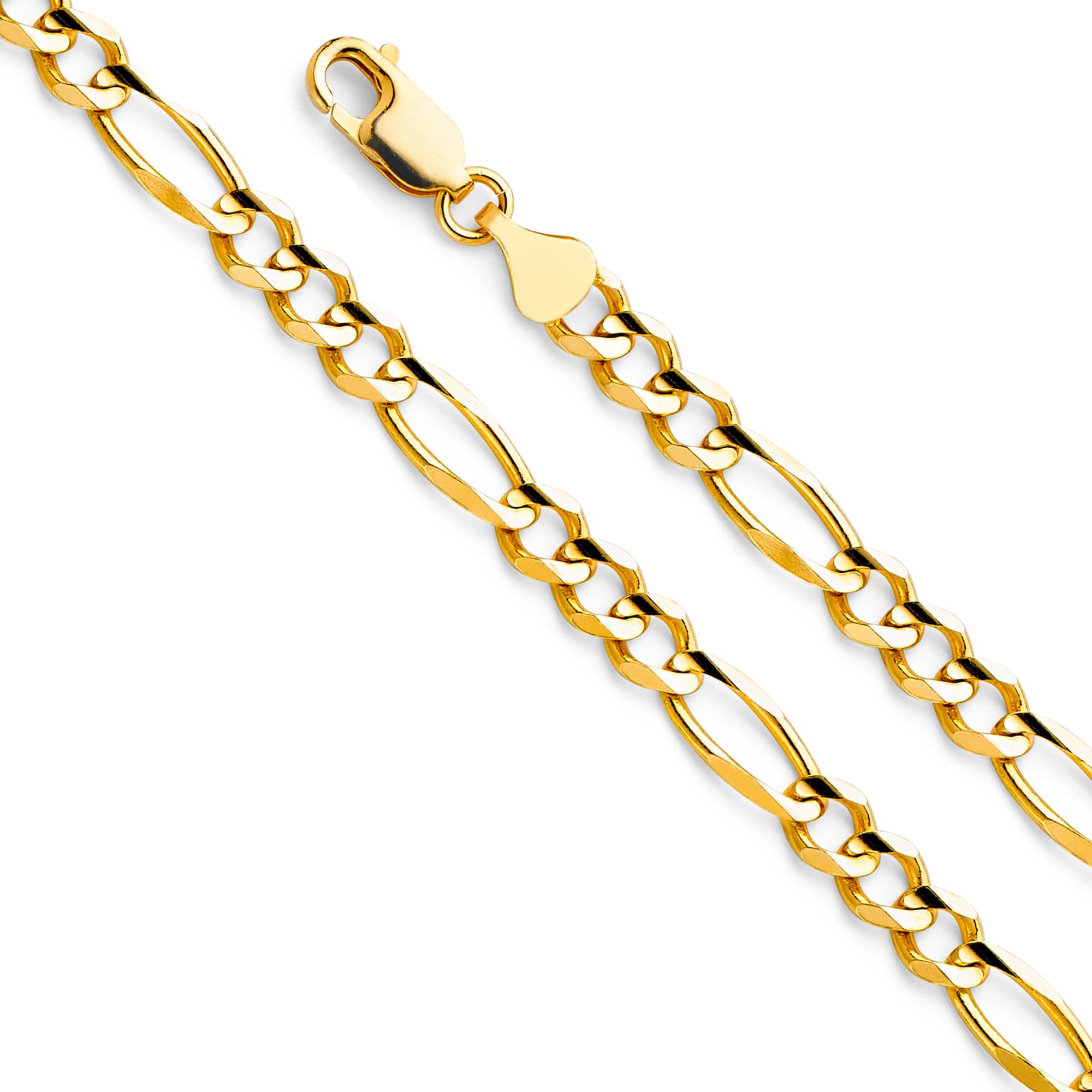 Men's 14k Solid Gold 6mm Figaro Chain Necklace