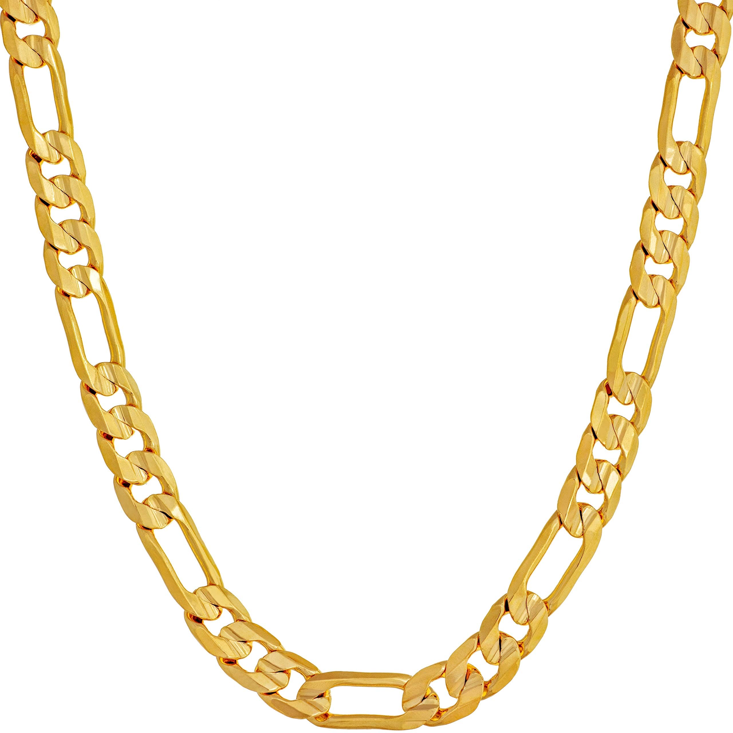 6mm Figaro Chain Necklace for Men and Women - 24k Gold Plated