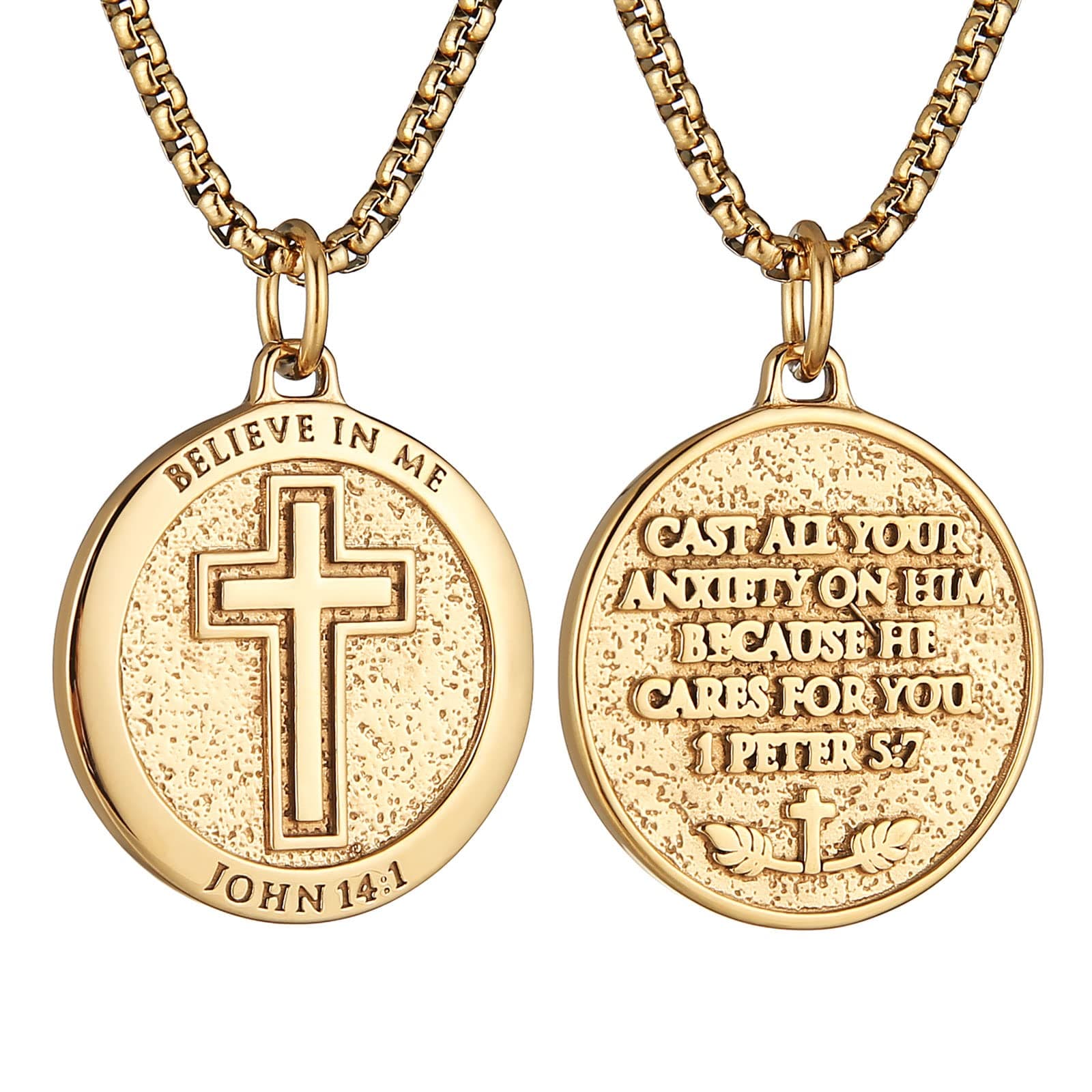 Bible Verse Necklace for Men and Women: Stainless Steel Pendant Gift