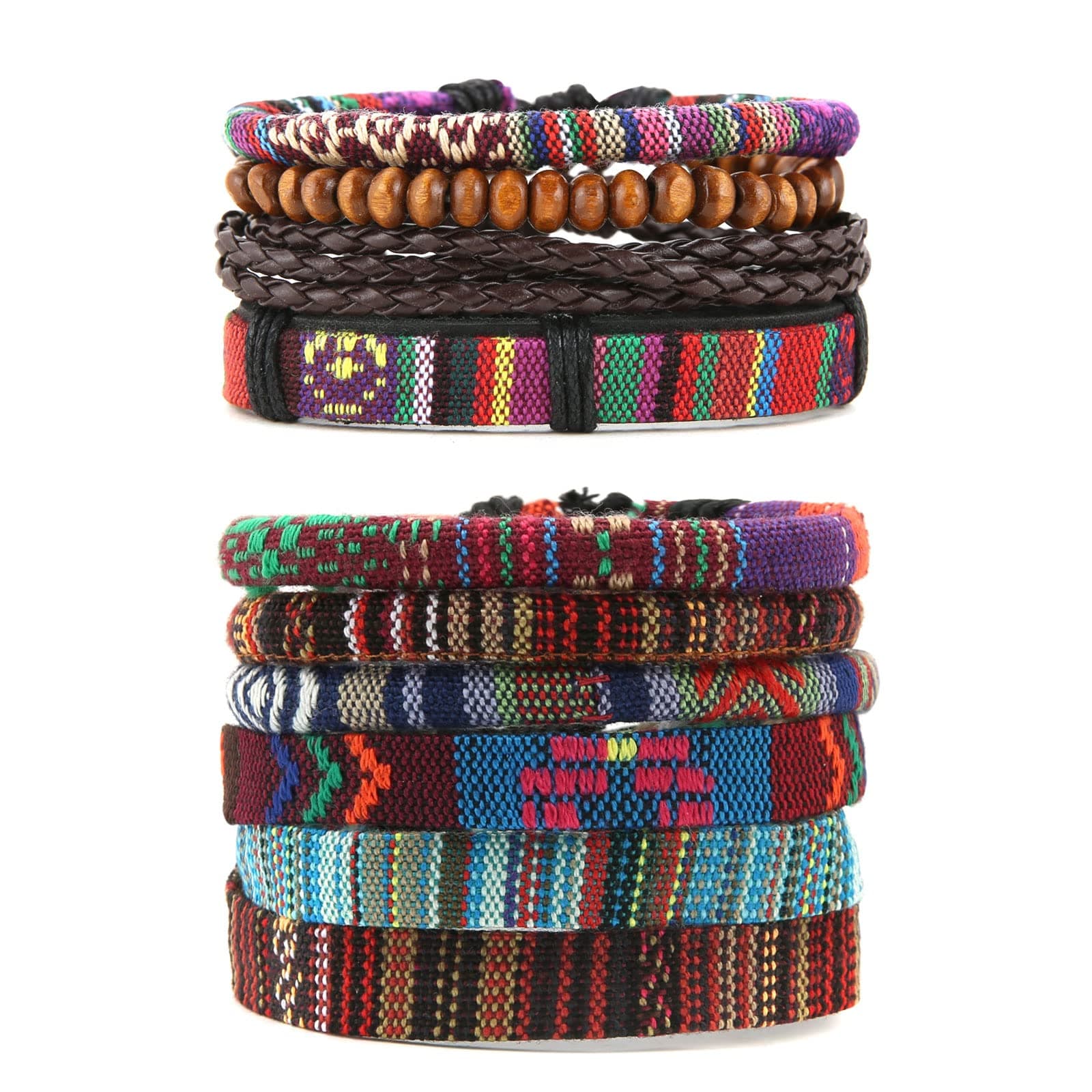 HZMAN Mix 6 Ethnic Bracelets for Men and Women