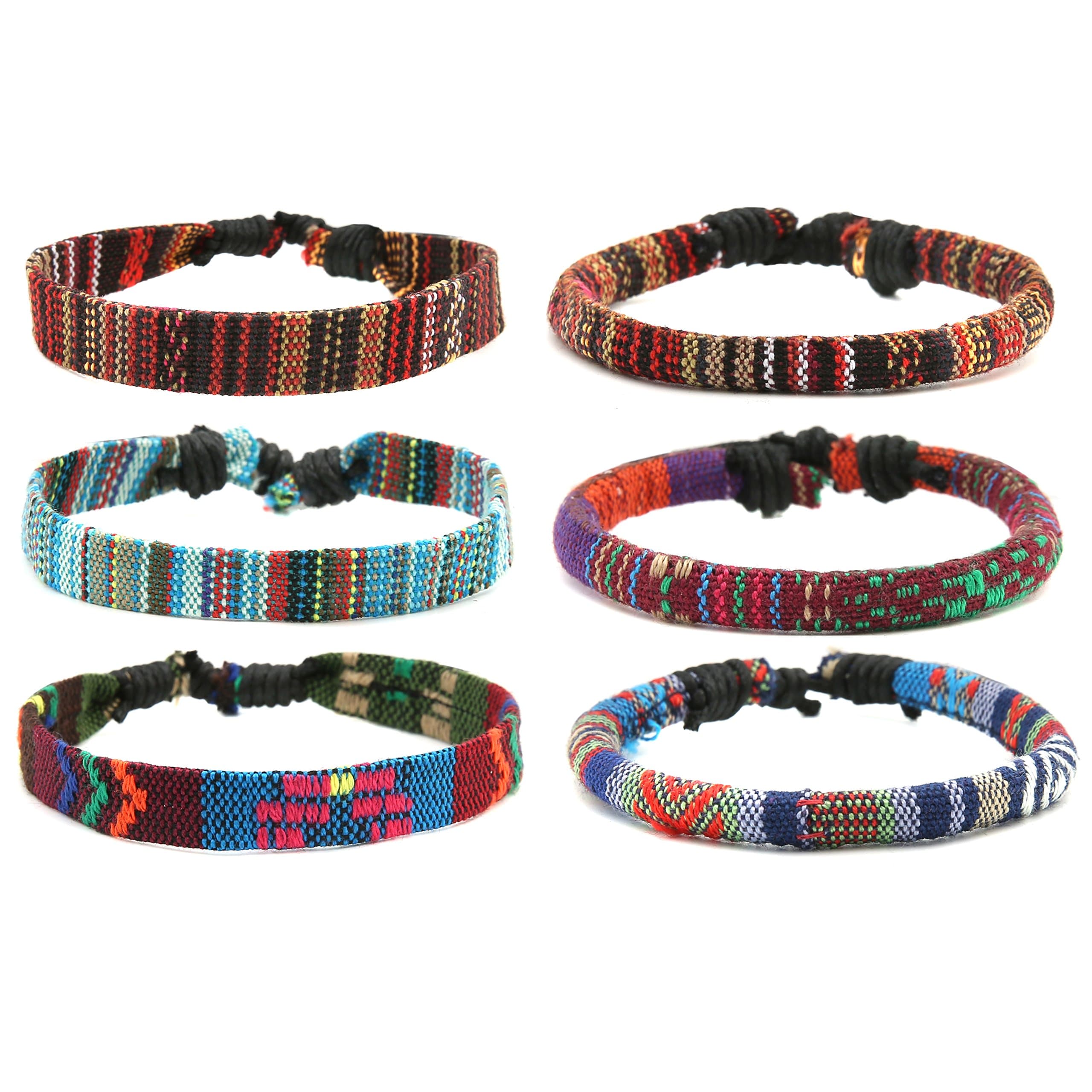 HZMAN Mix 6 Wrap Hemp Cords Bracelets for Men and Women